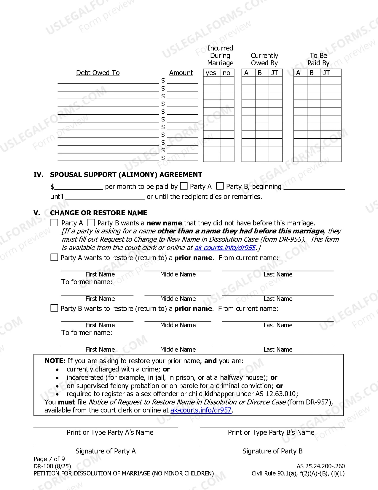 Preview Petition for Dissolution of Marriage (no children)
