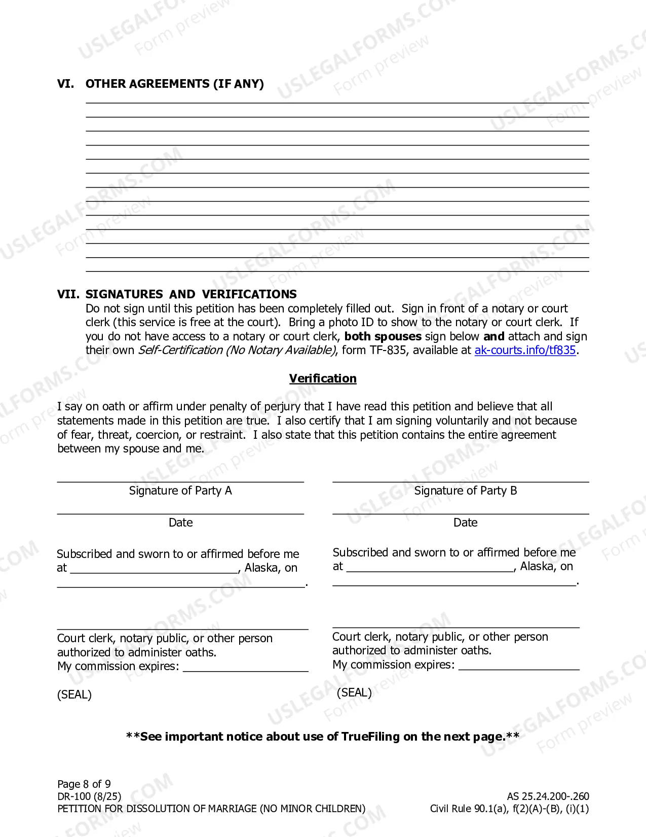 Preview Petition for Dissolution of Marriage (no children)