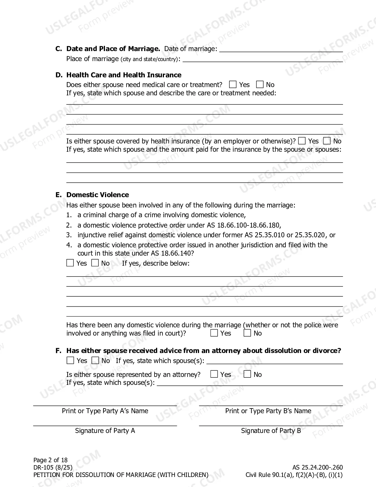 Preview Petition for Dissolution of Marriage (with children)