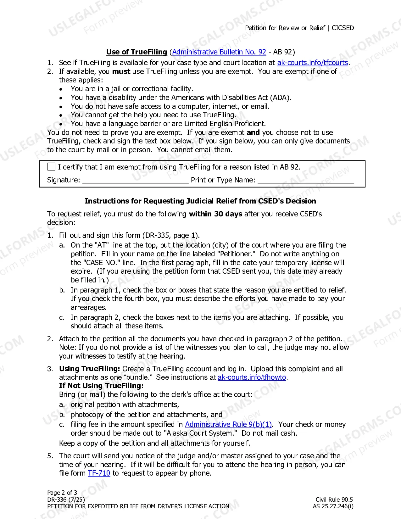 Preview Petition for Expedited Relief from Driver's License Action