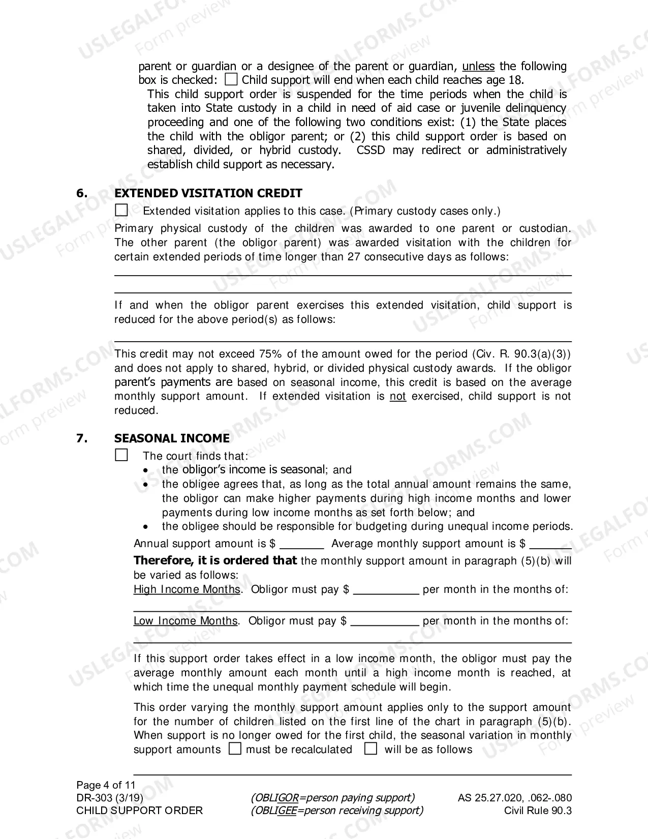 Preview Child Support Order COMBO (combines DR-300 & DR-301), DR-303