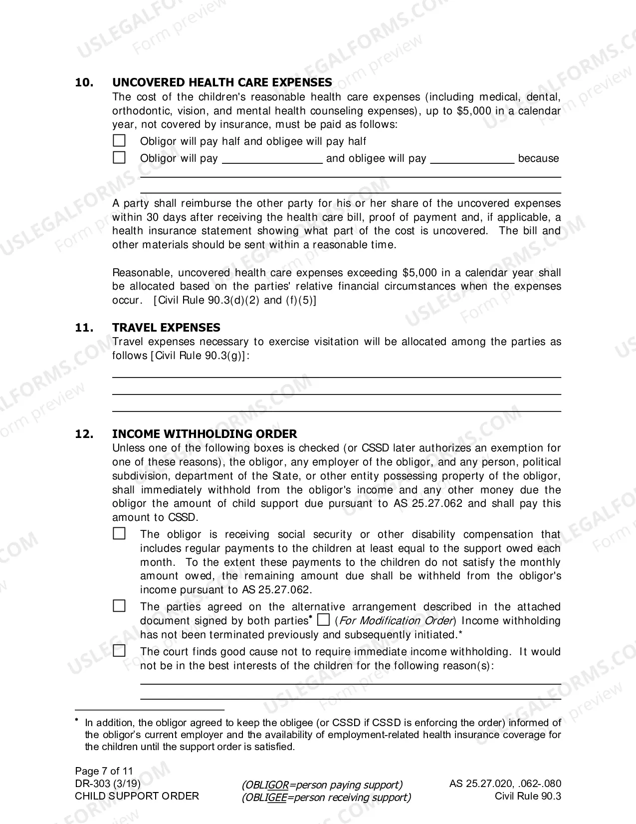 Preview Child Support Order COMBO (combines DR-300 & DR-301), DR-303