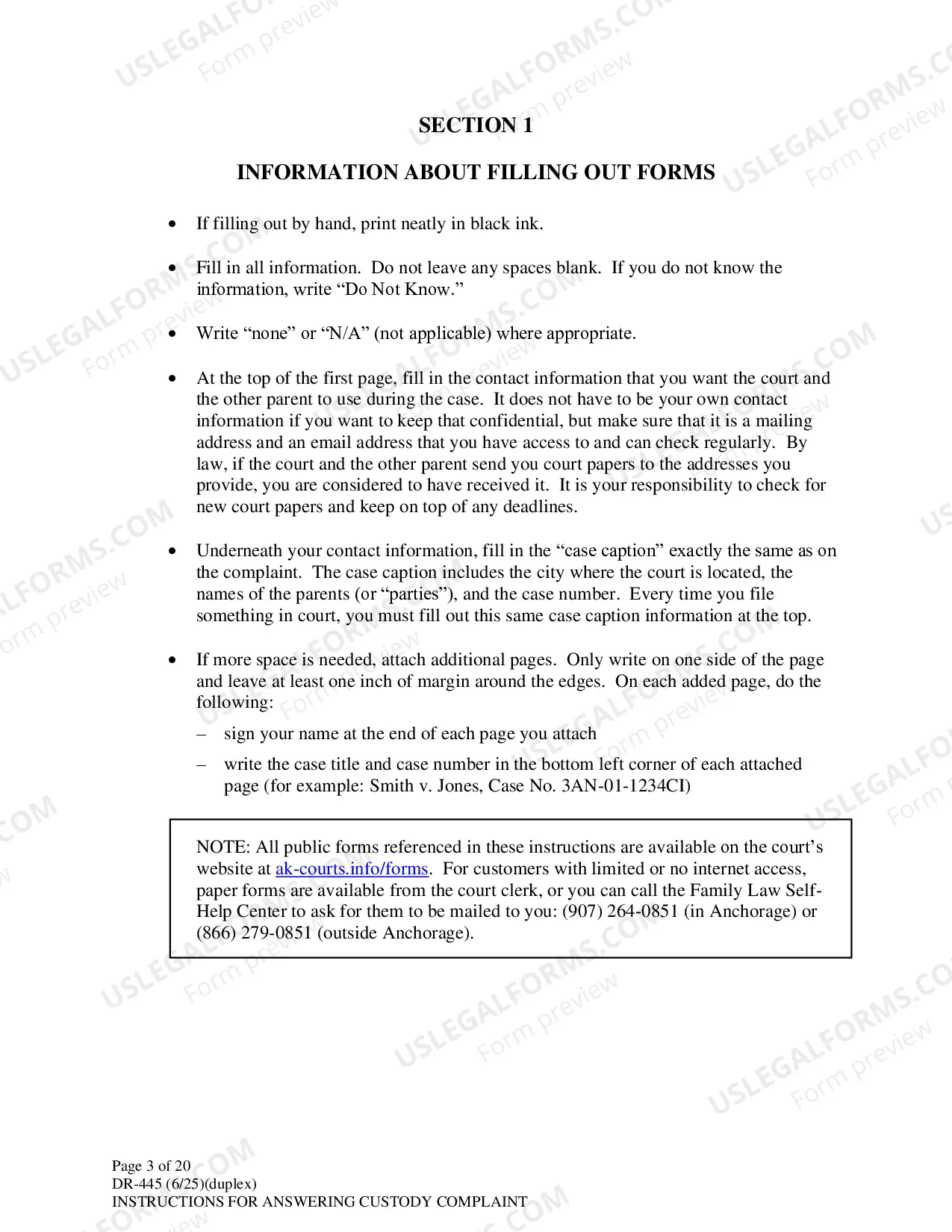 Preview Instructions for Answering a Child Custody Complaint