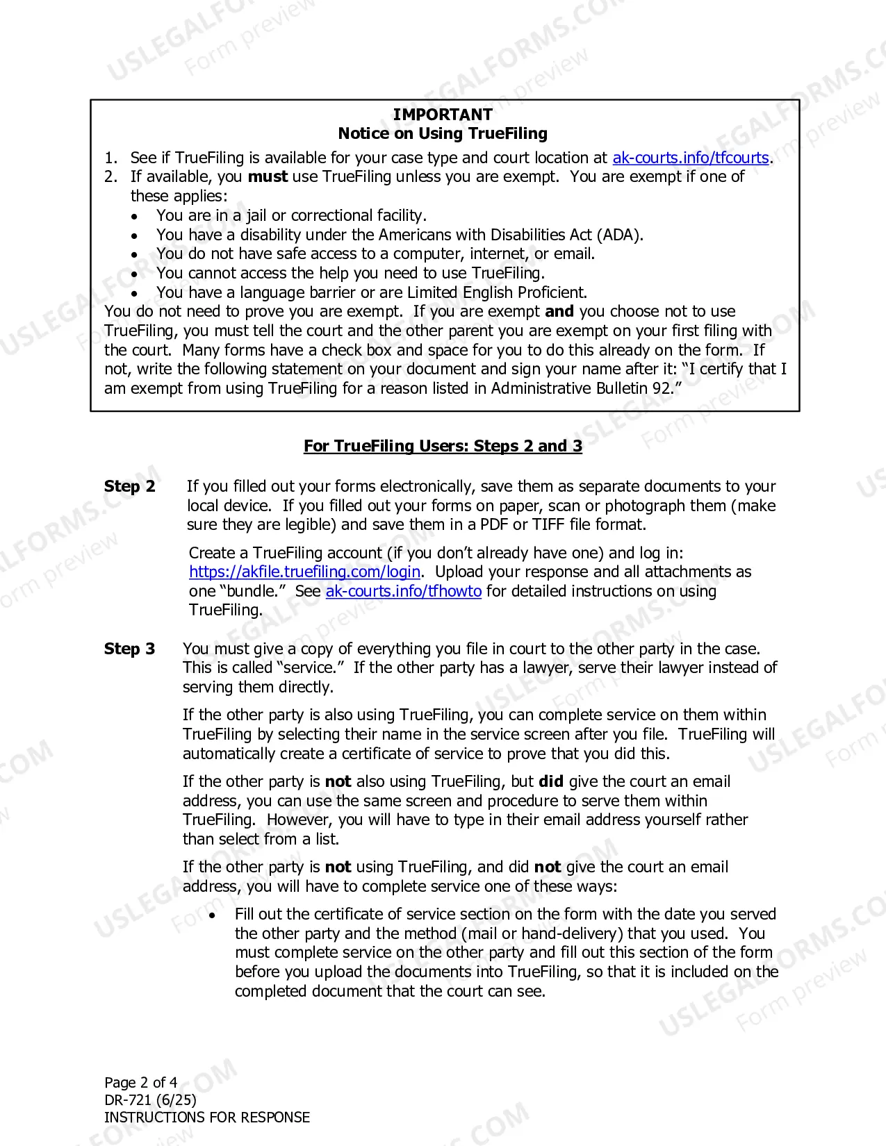 Preview Instructions for Response