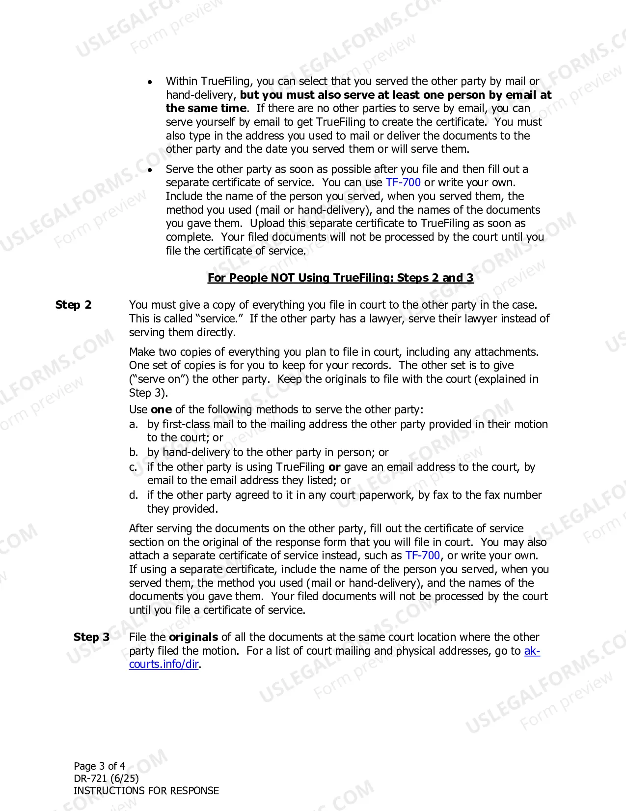 Preview Instructions for Response