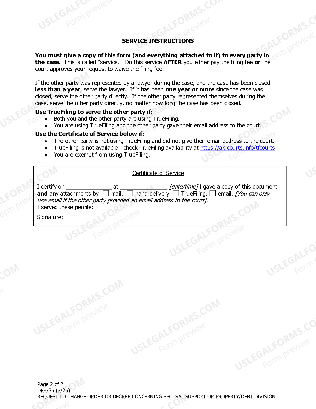 Preview Request to Modify Order or Decree Concerning Spousal Maintenance or Property Allocation