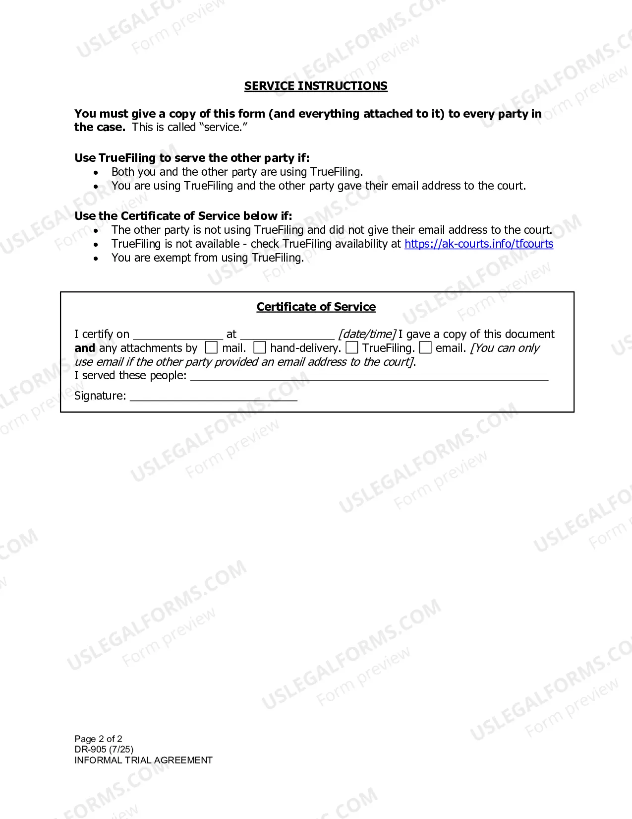Preview Informal Trial Agreement