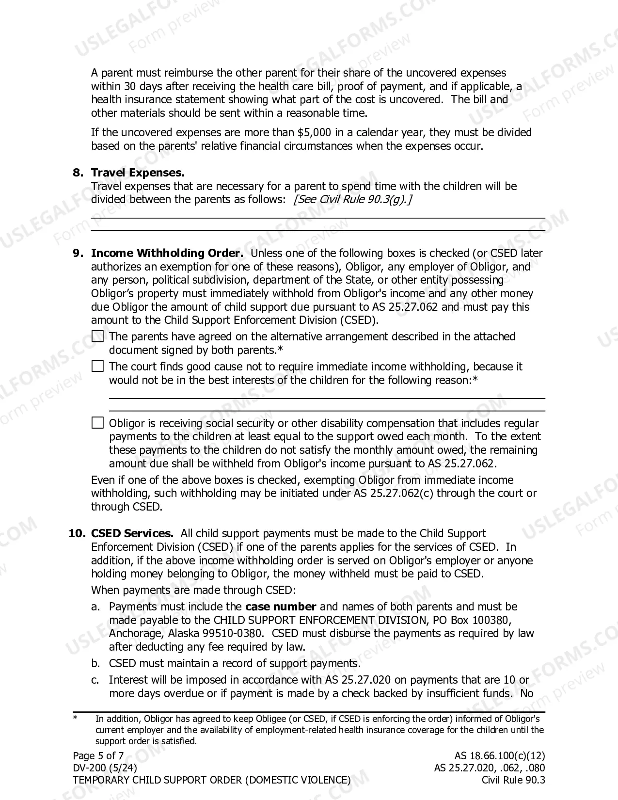 Preview Temporary Child Support Order (Domestic Violence)