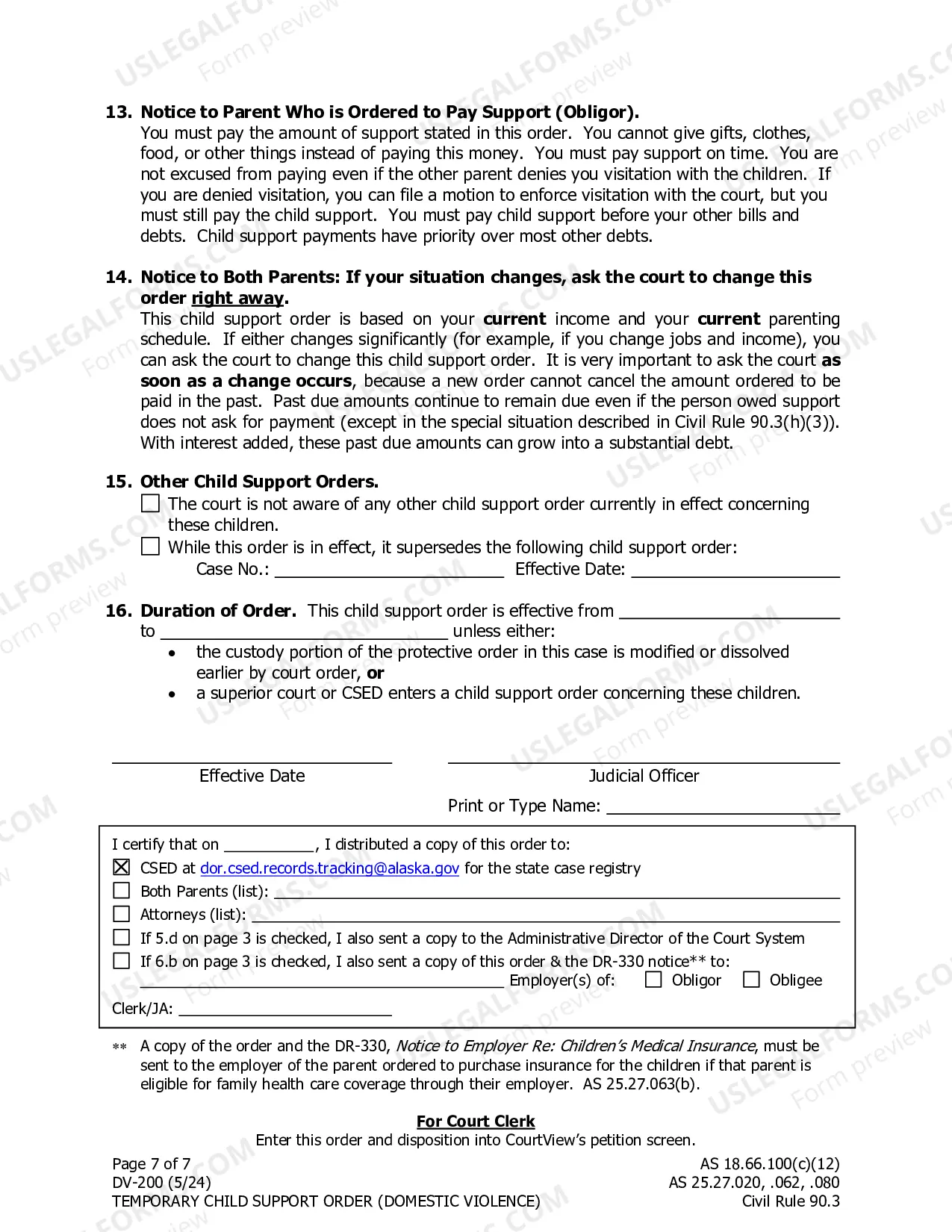 Preview Temporary Child Support Order (Domestic Violence)