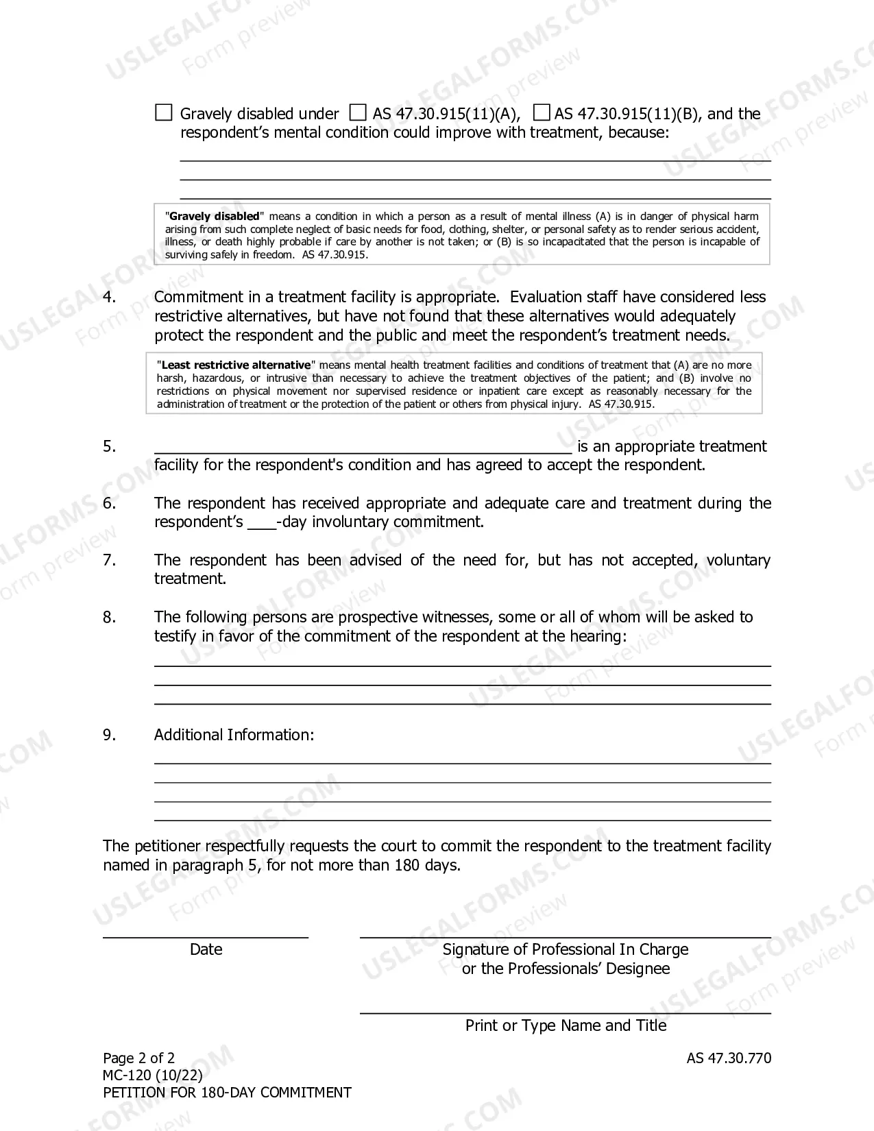 Preview Petition for 180-Day Commitment