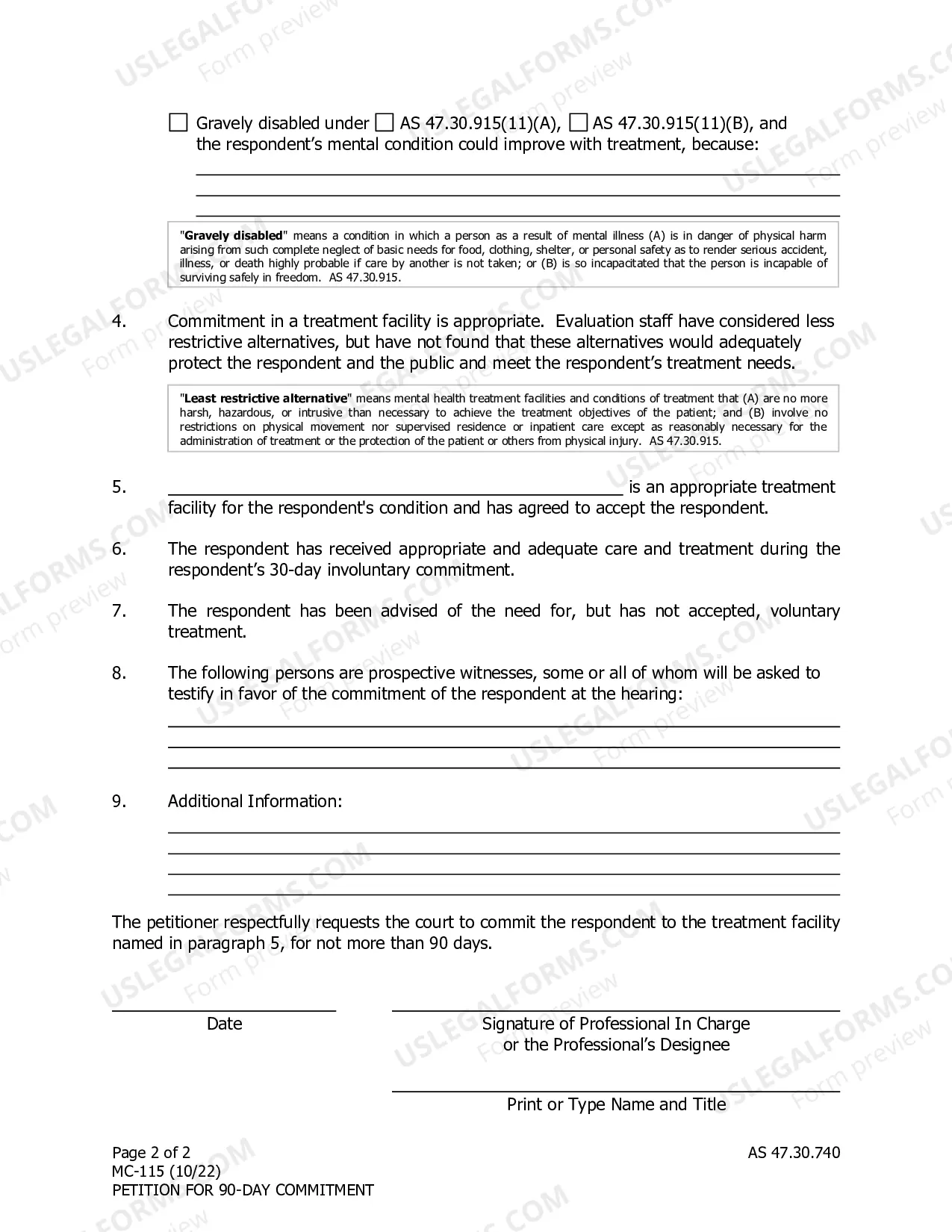 Preview Petition for 90-Day Commitment