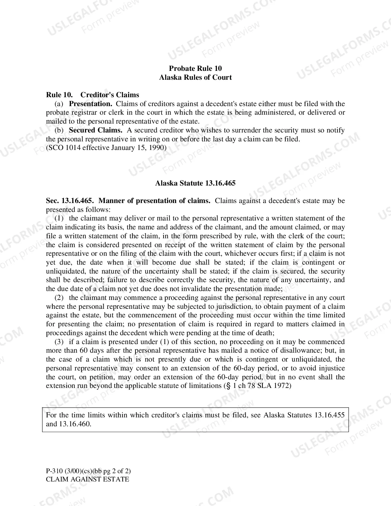 Preview Claim Against Estate