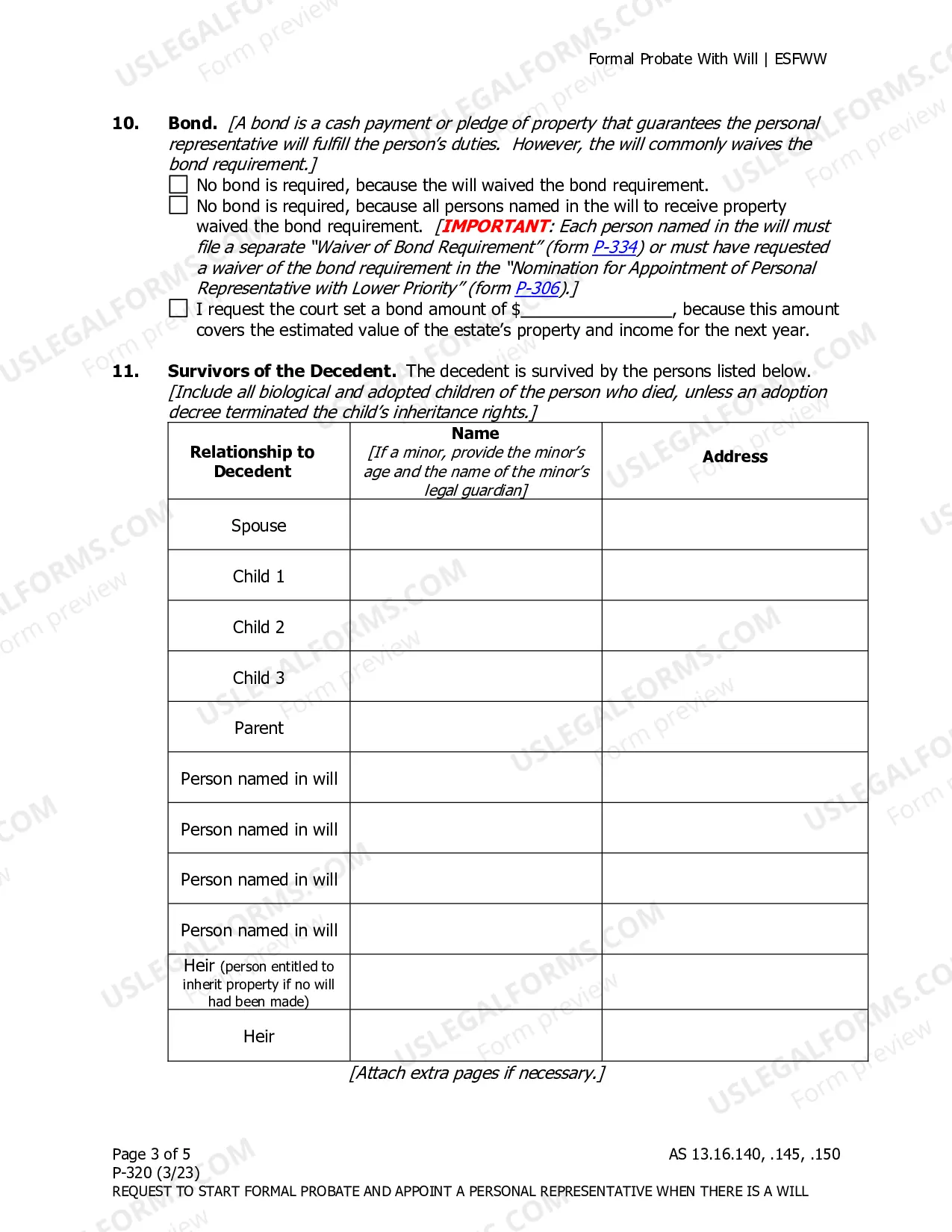Preview Request to Start Formal Probate and Appoint a Personal Representative When There is a Will