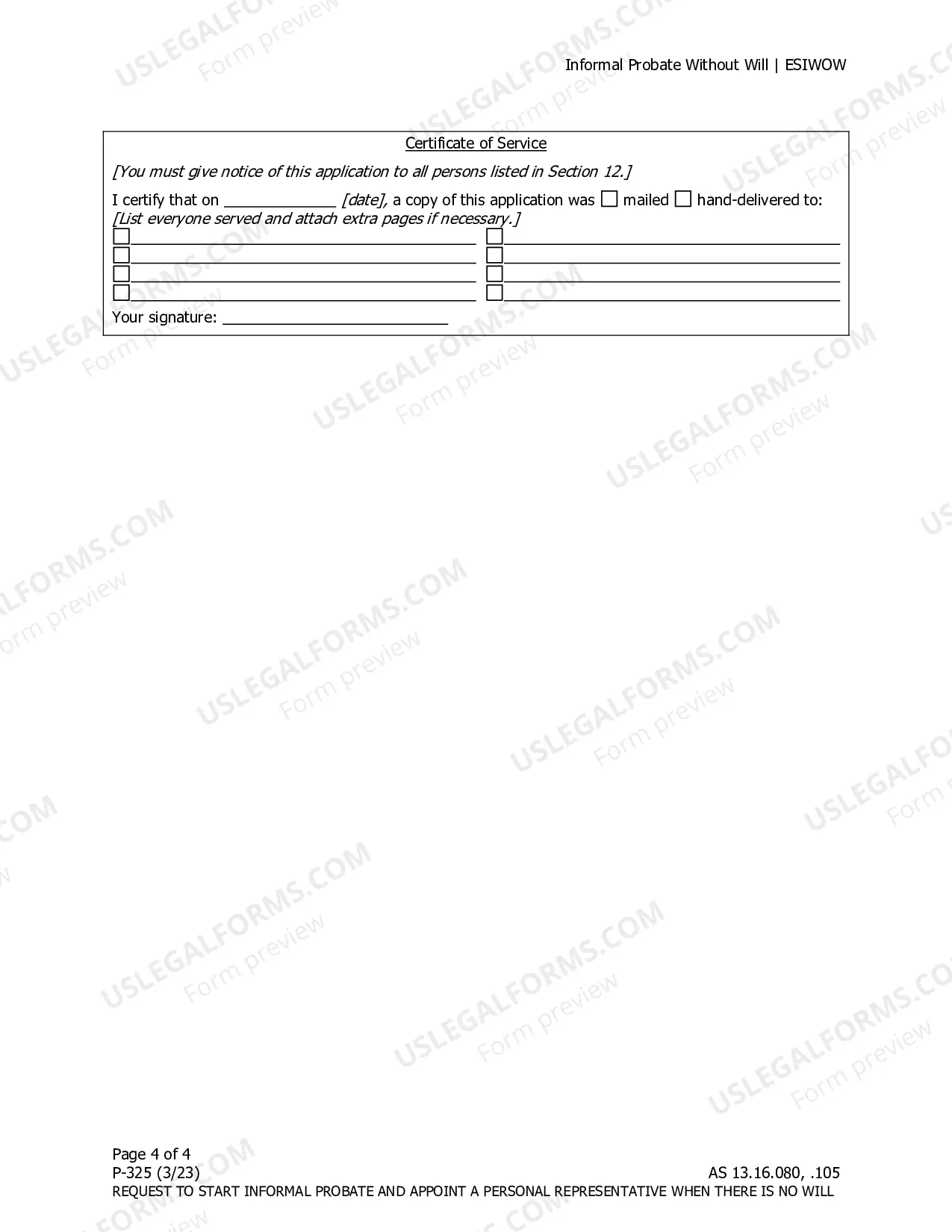 Preview Request to Start Informal Probate and Appoint a Personal Representative When there is No Will