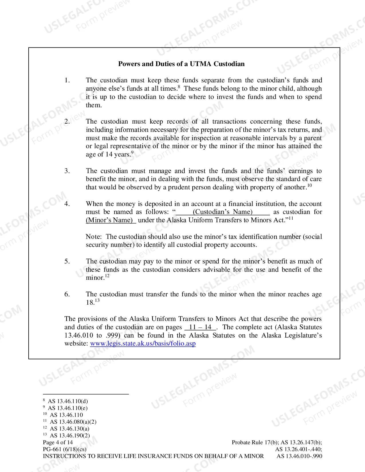 Preview Instructions for Petition to Receive Funds on Behalf of a Minor