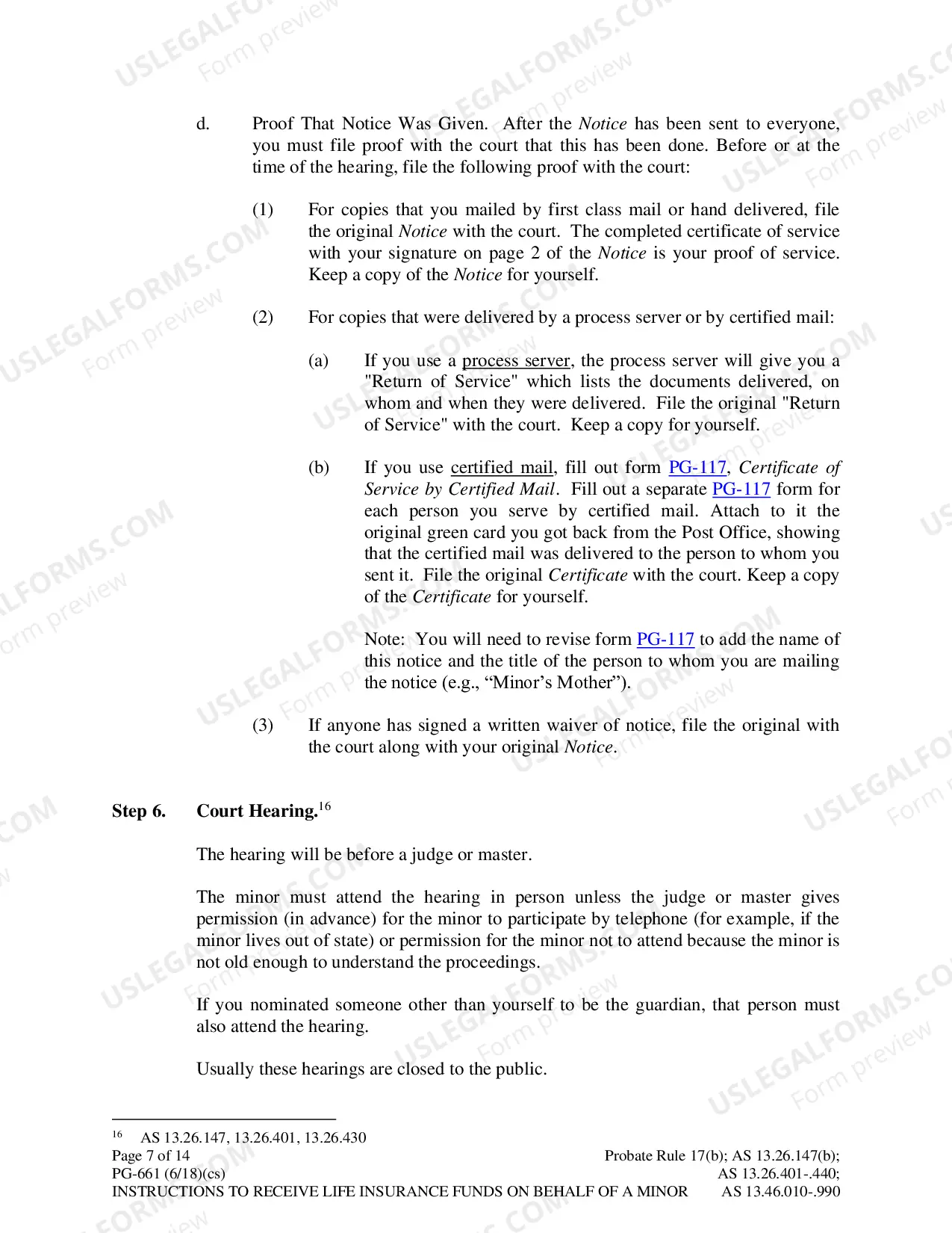 Preview Instructions for Petition to Receive Funds on Behalf of a Minor