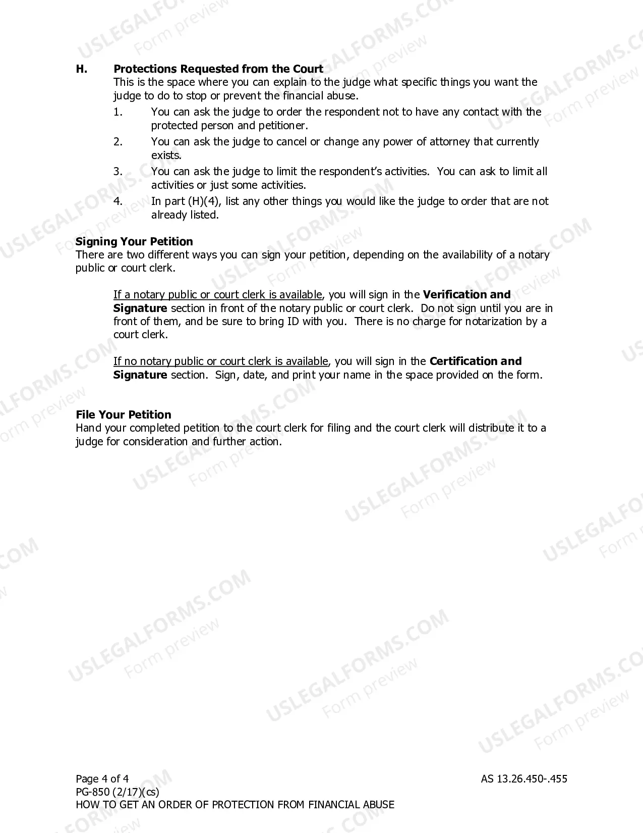 Preview Instructions: How to Get an Order of Protection from Financial Abuse