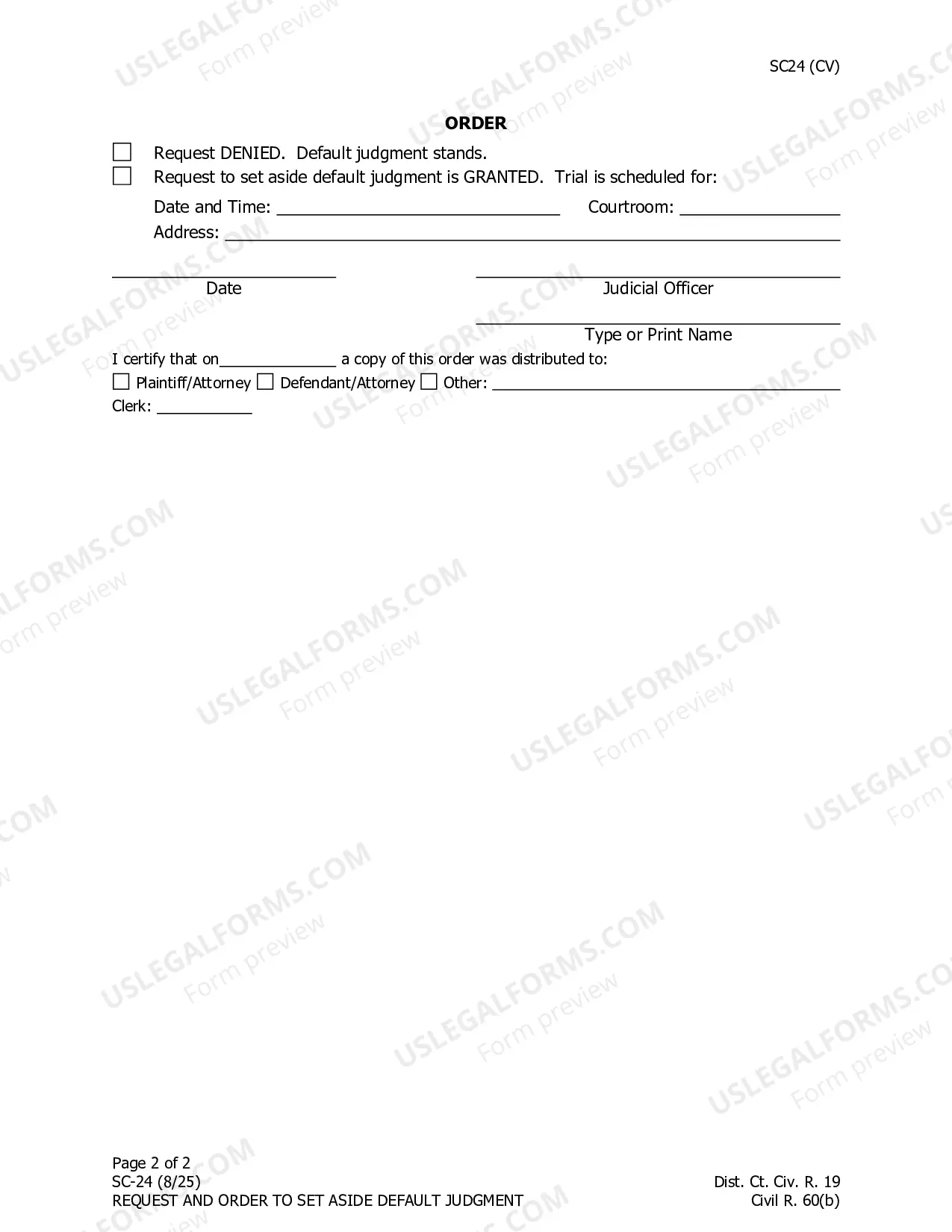 Preview Request/Order to Set Aside Default Judgment