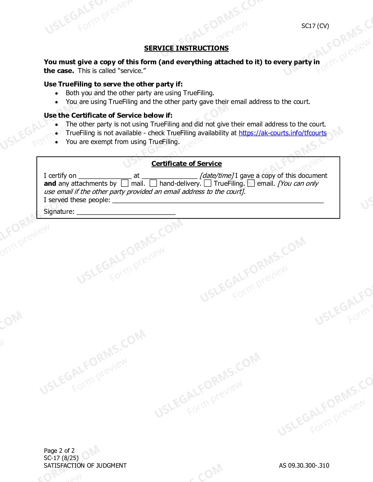 Preview Satisfaction of Judgment(Include 2 copies of signed form when filing with court)