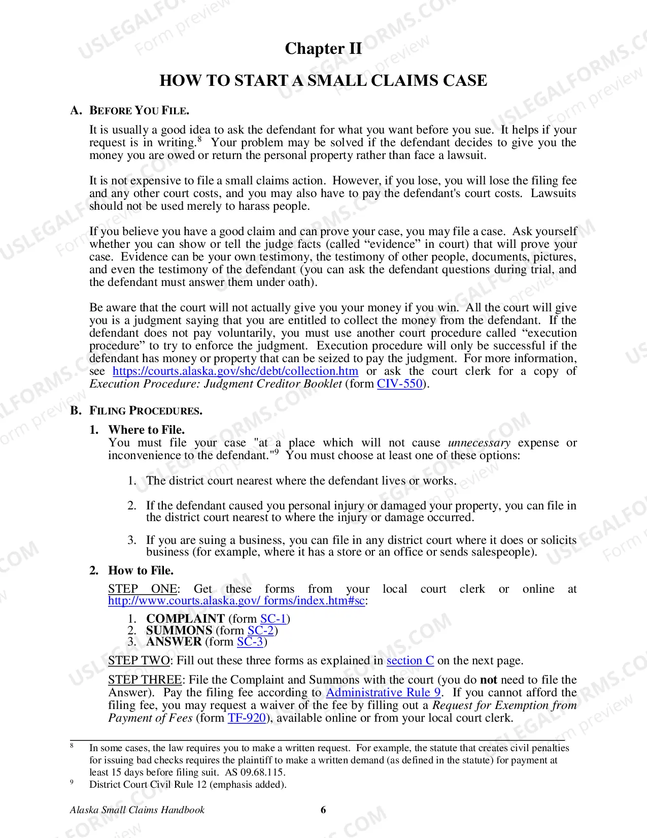 Preview Alaska Small Claims Handbook