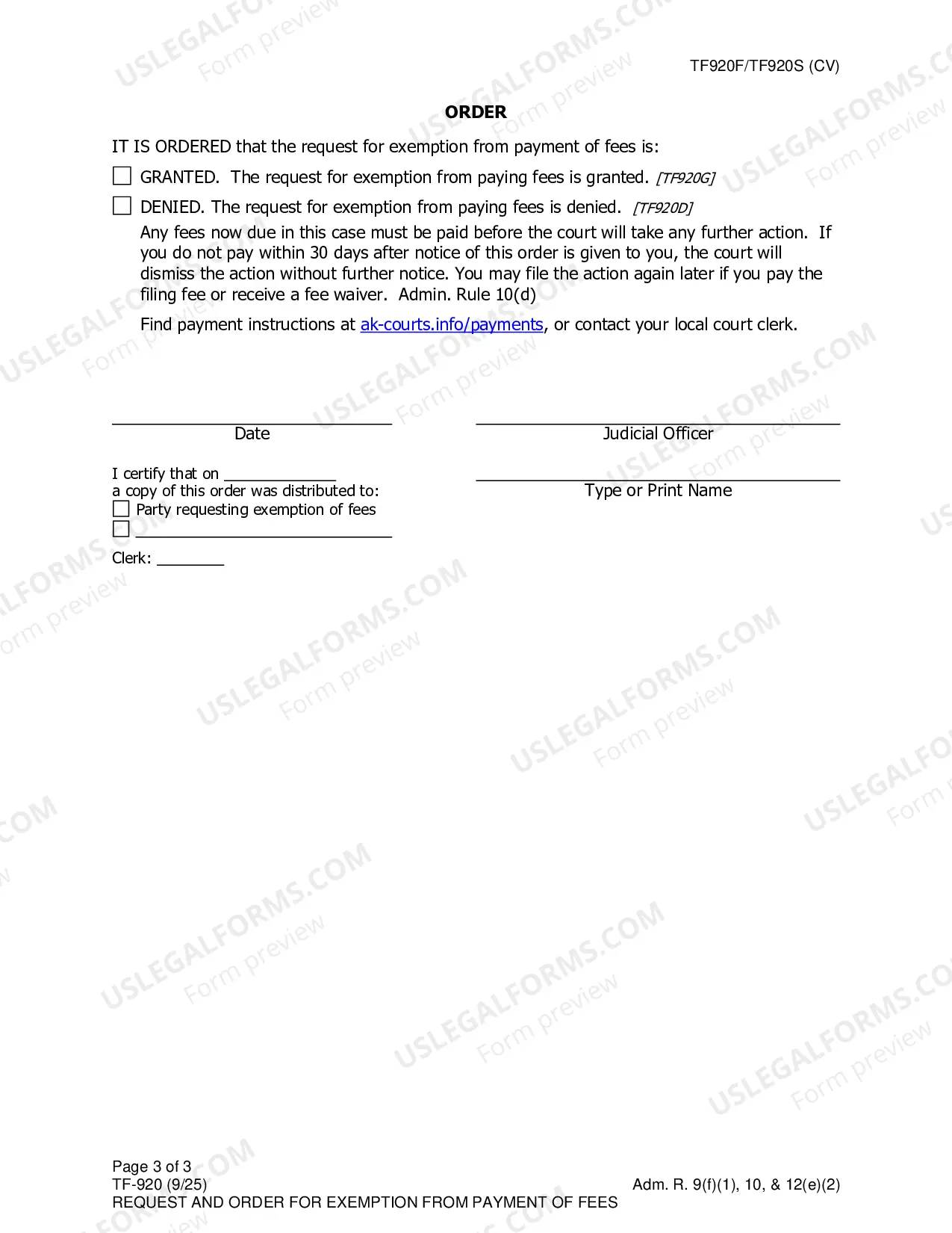 Preview Request for Exemption from Payment of Fees