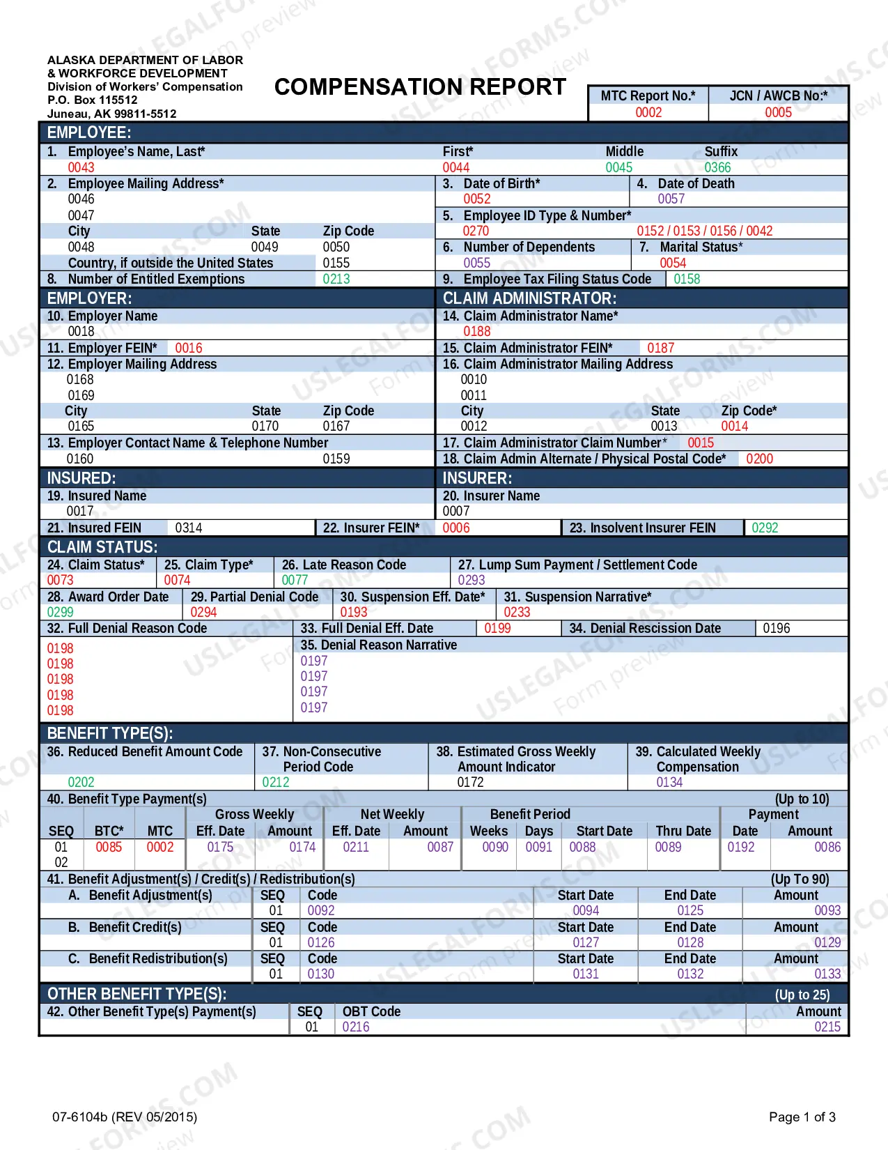Preview EDI Crosswalk, Compensation Report