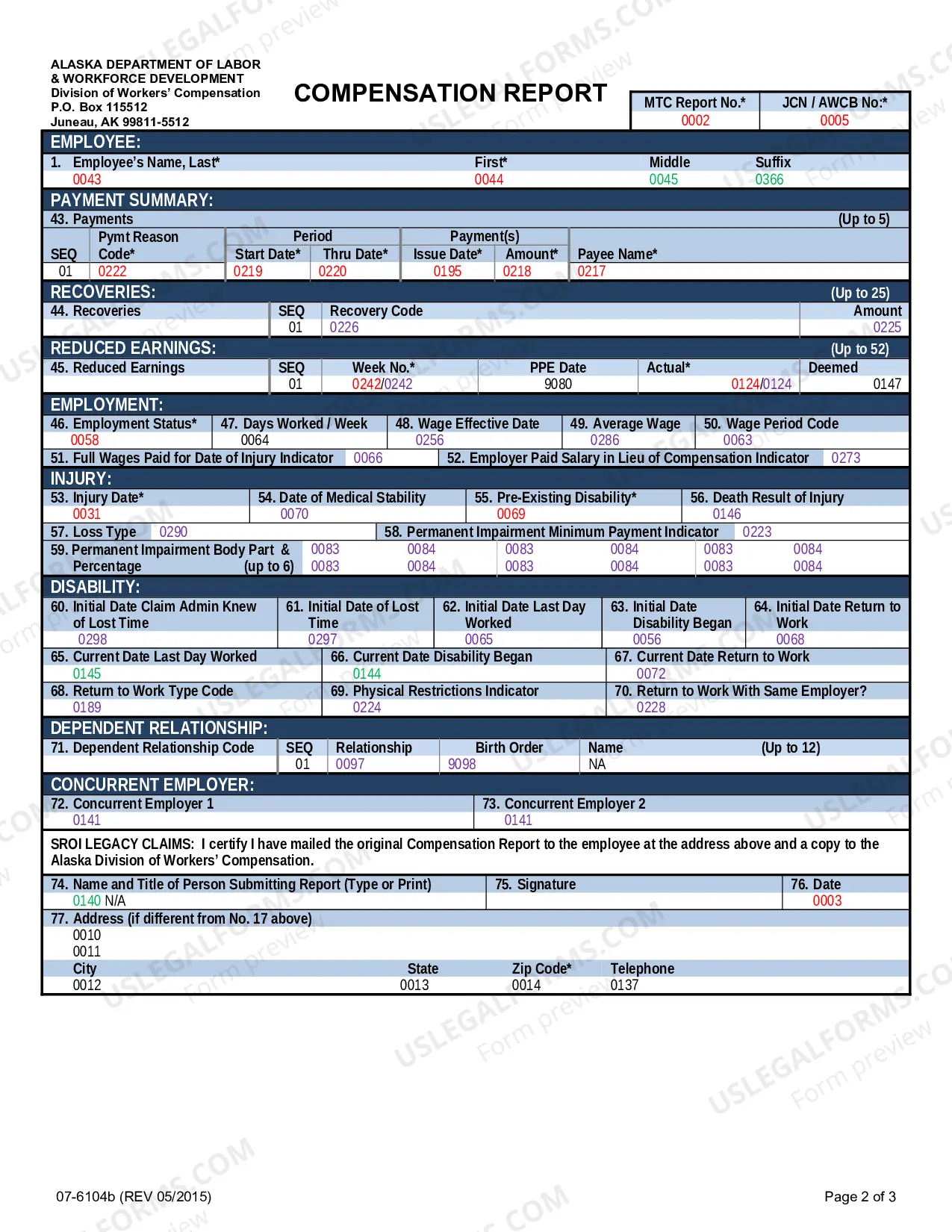 Preview EDI Crosswalk, Compensation Report