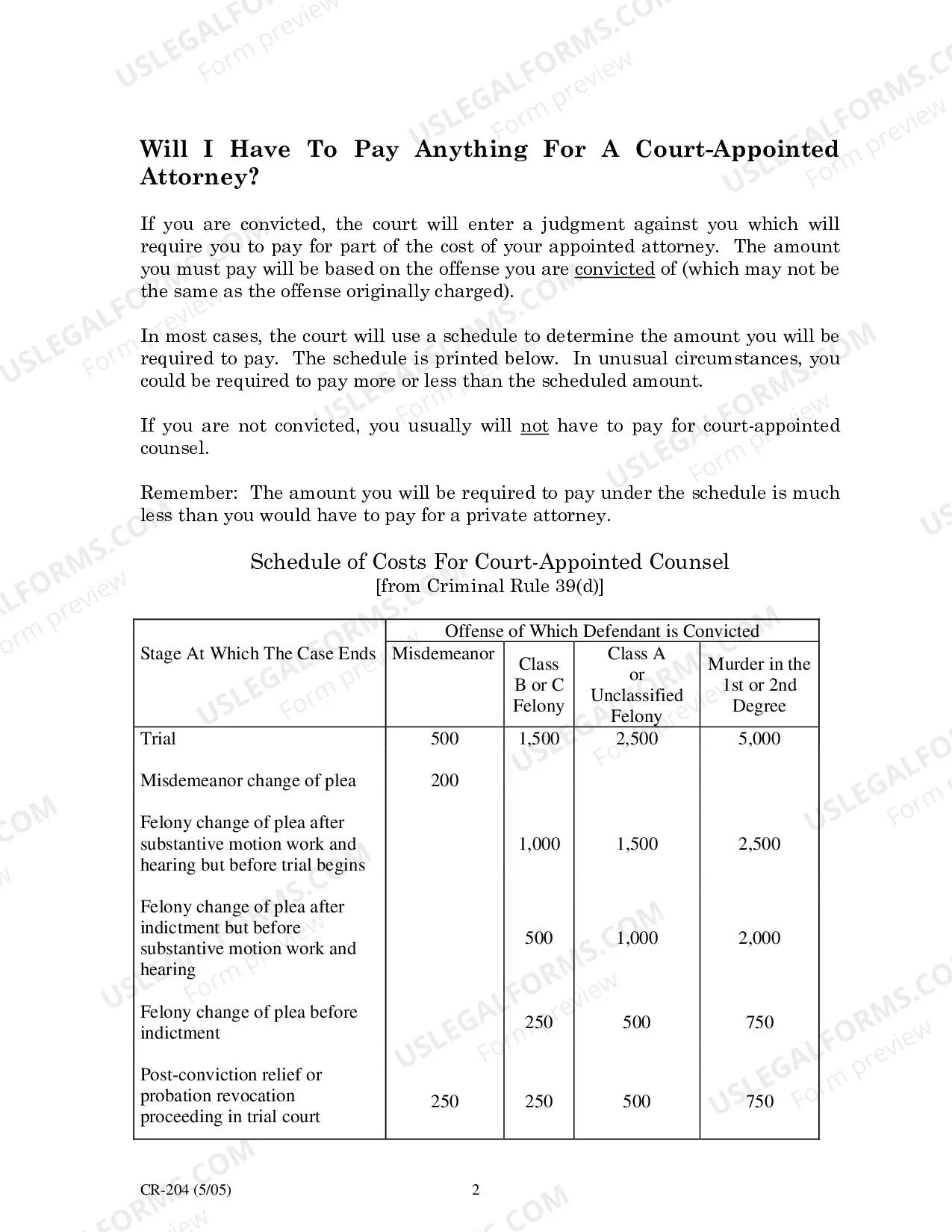Preview Information For Defendants About Getting a Court-Appointed Attorney