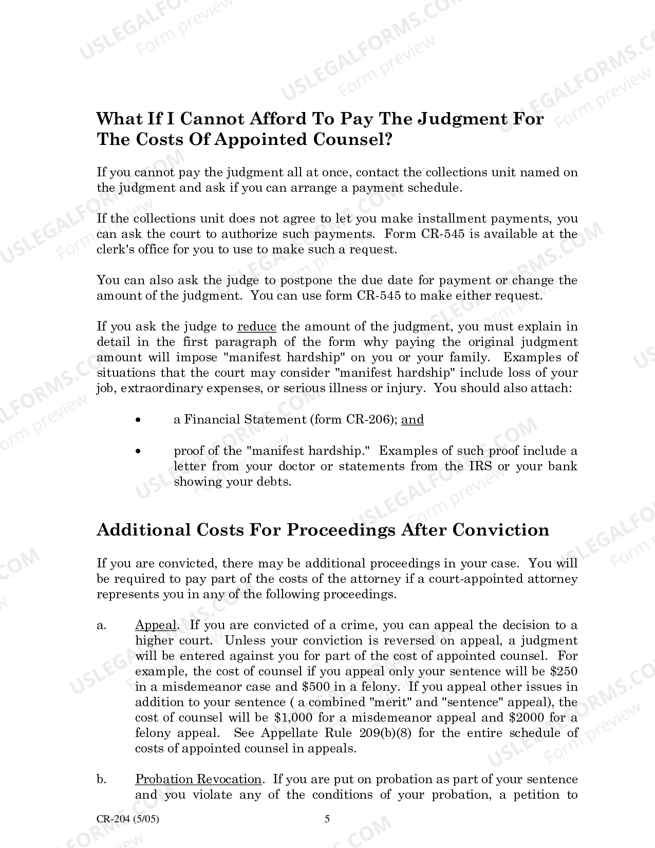 Preview Information For Defendants About Getting a Court-Appointed Attorney