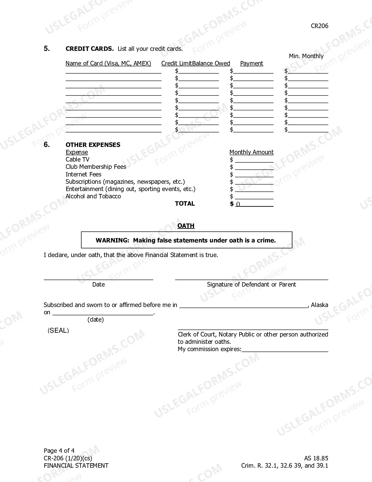 Preview Financial Statement
