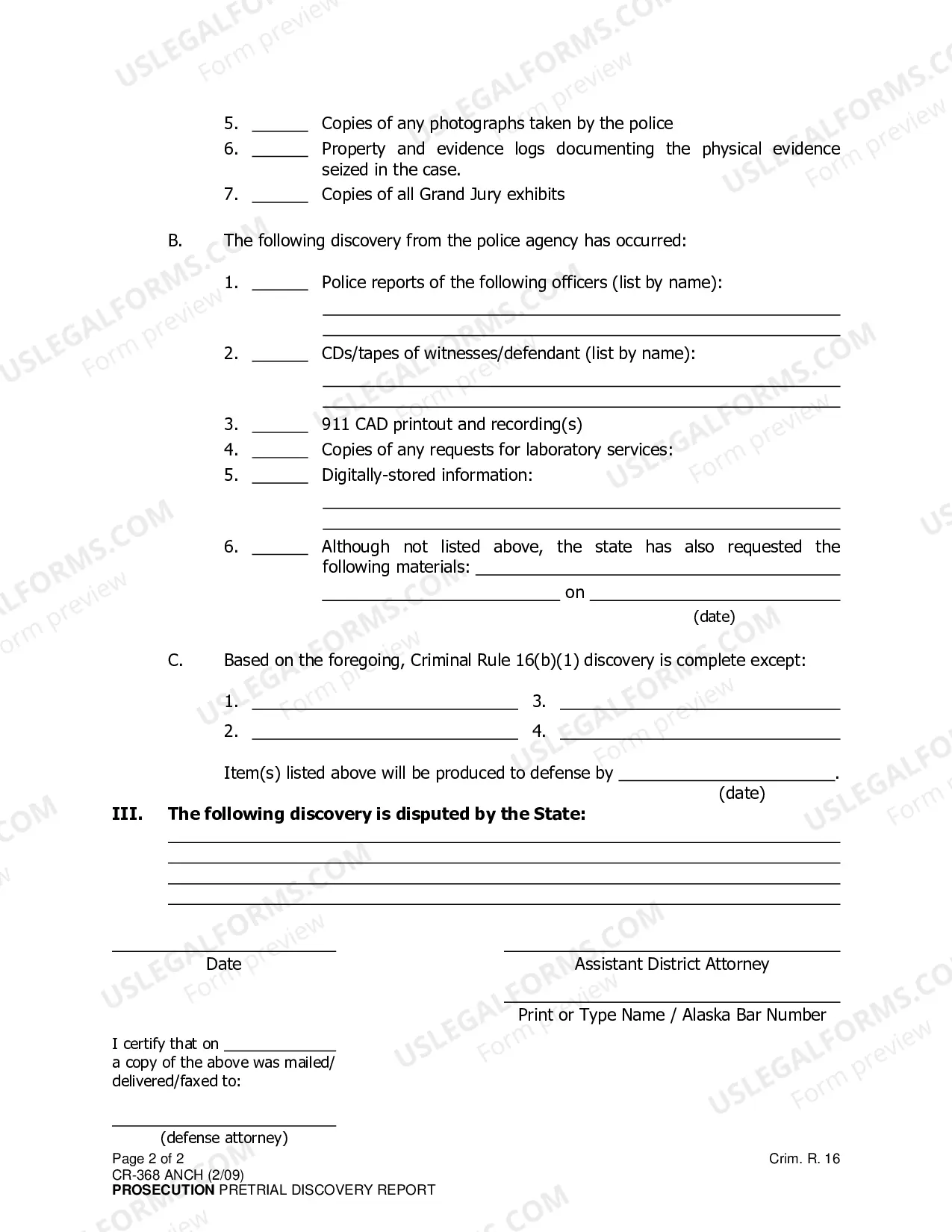 Preview Prosecution Pretrial Discovery Report