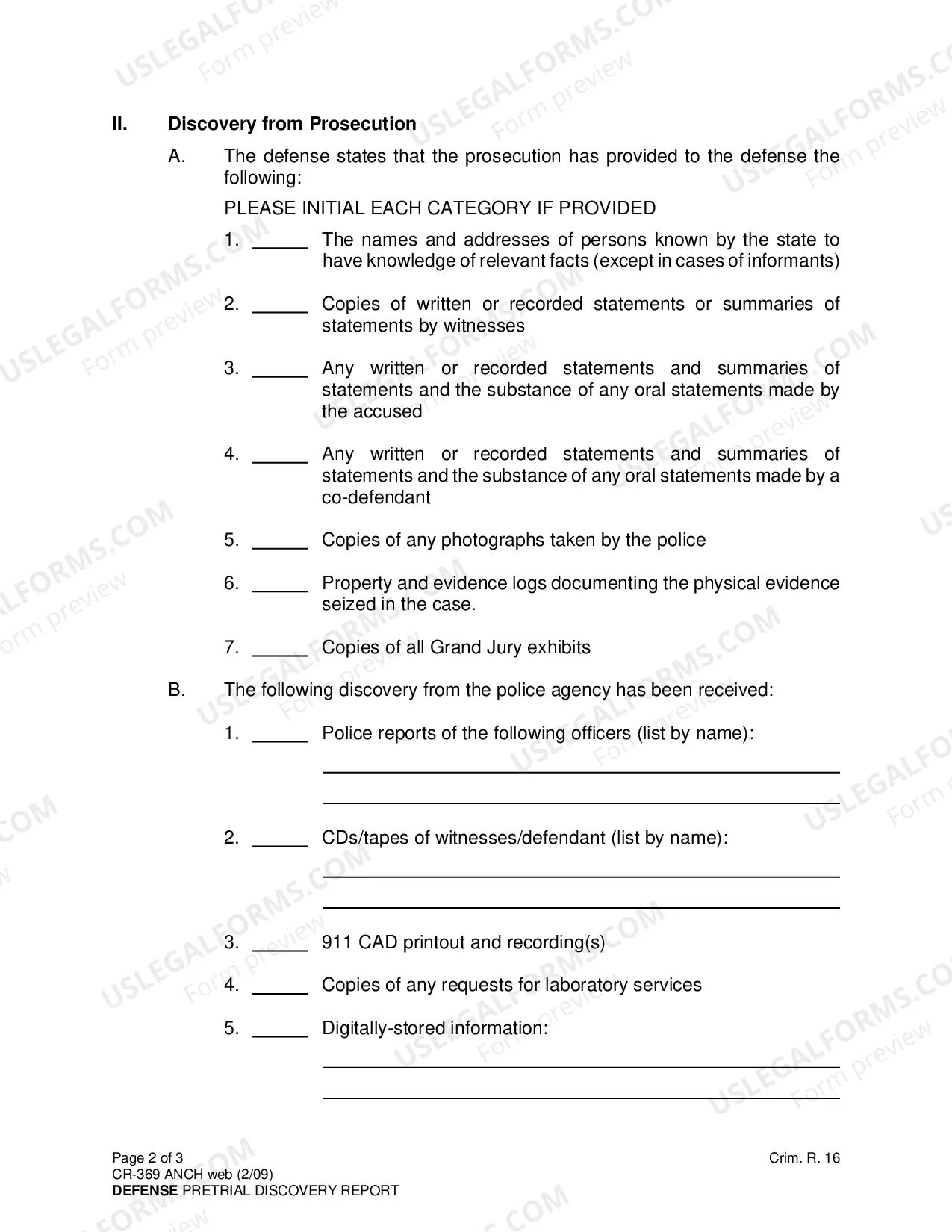 Preview Defense Pretrial Discovery Report
