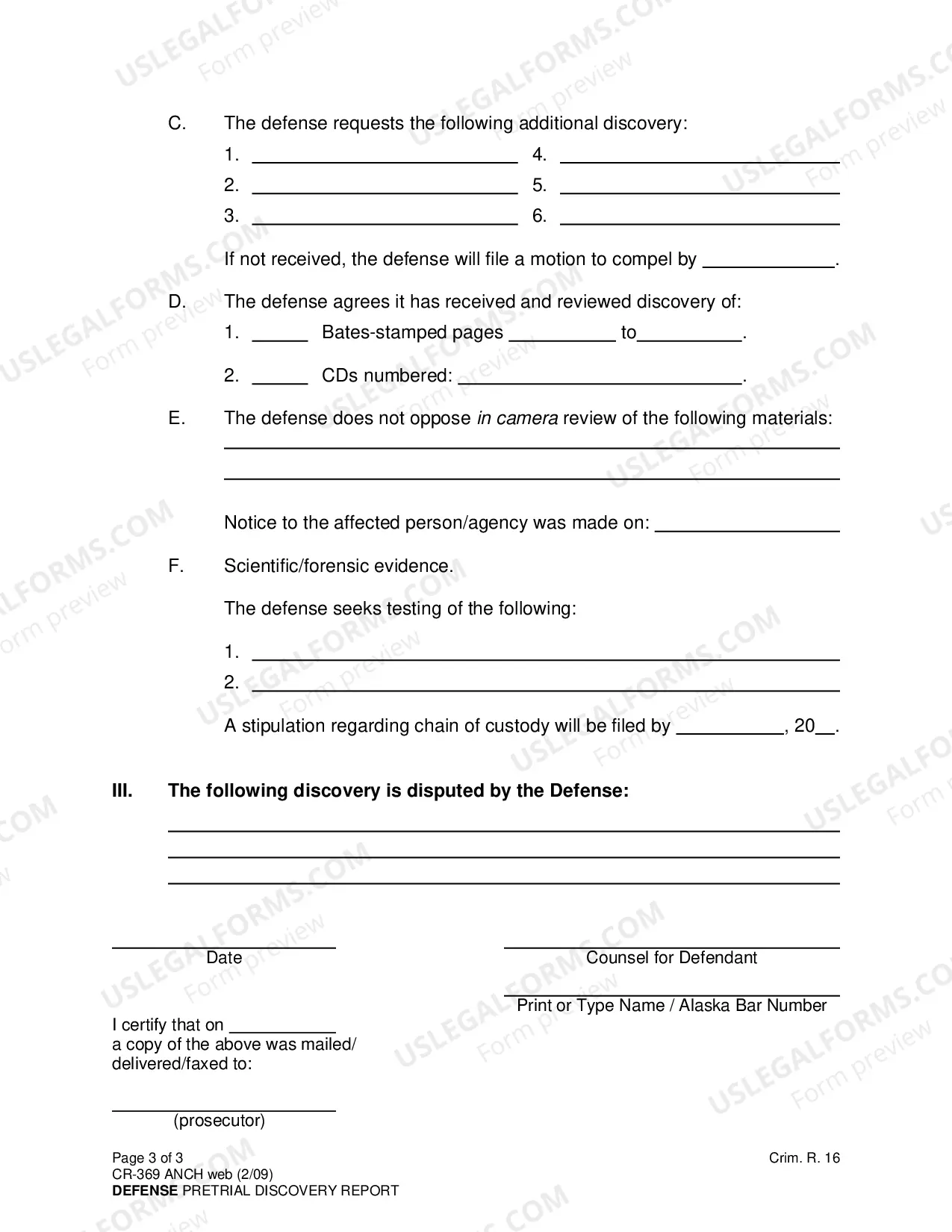 Preview Defense Pretrial Discovery Report