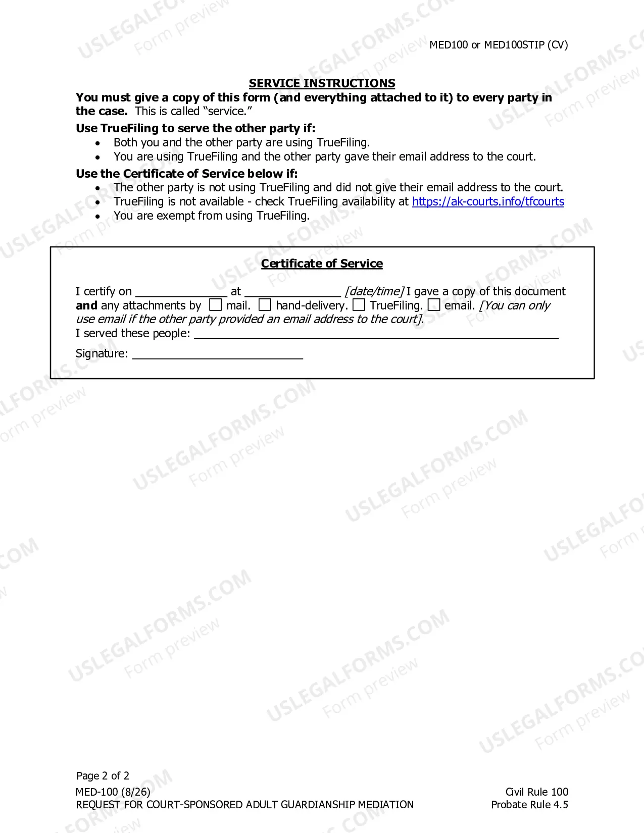 Preview Request for Court Sponsored Guardianship Mediation