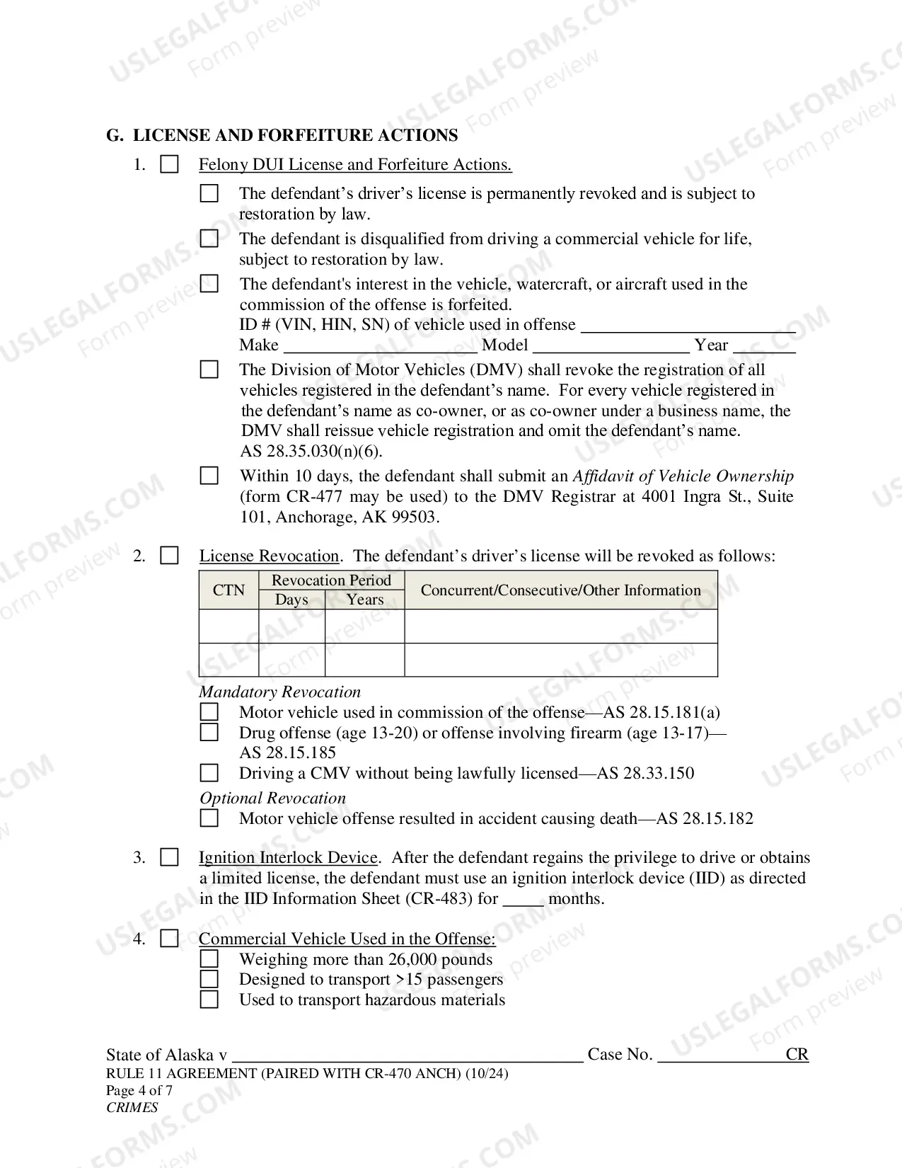 Preview Rule 11 Agreement and Proposed Judgment - Superior Court - Anchorage Only