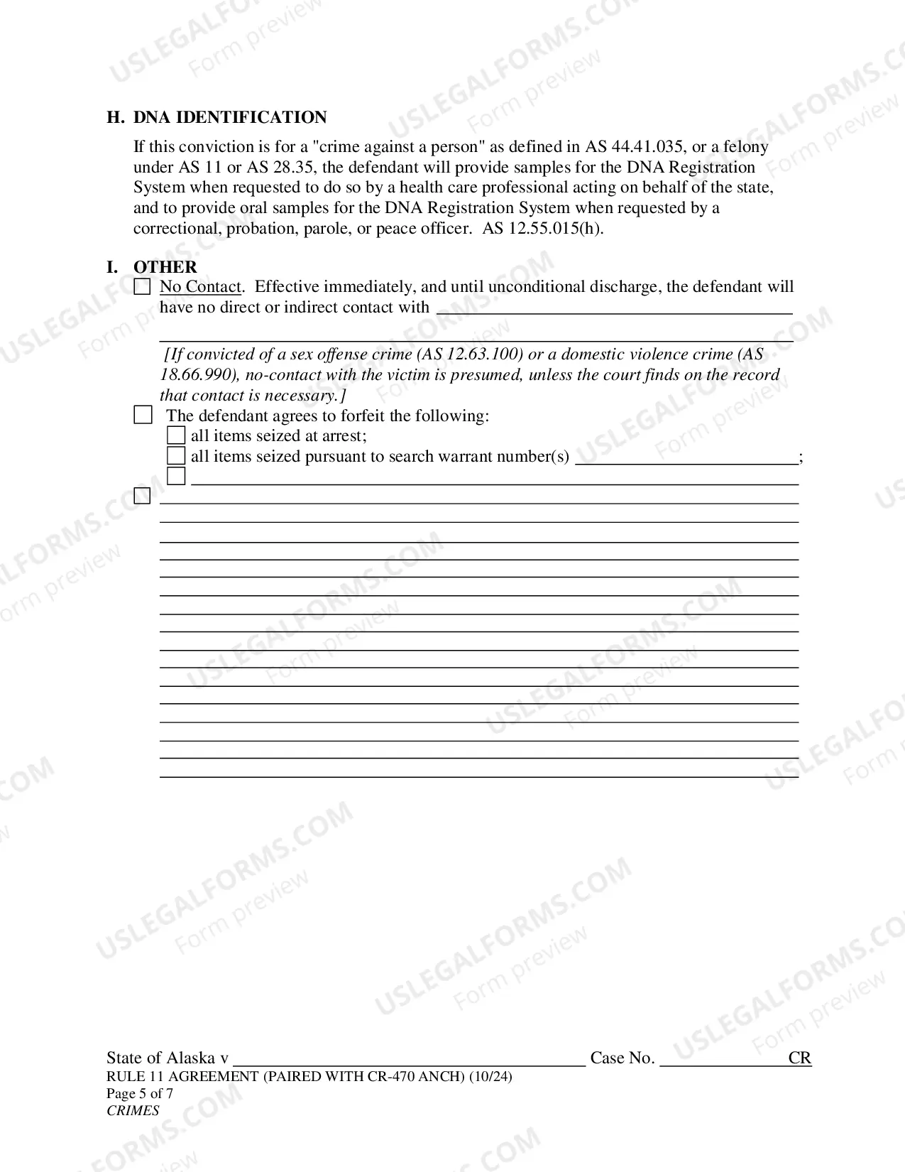 Preview Rule 11 Agreement and Proposed Judgment - Superior Court - Anchorage Only