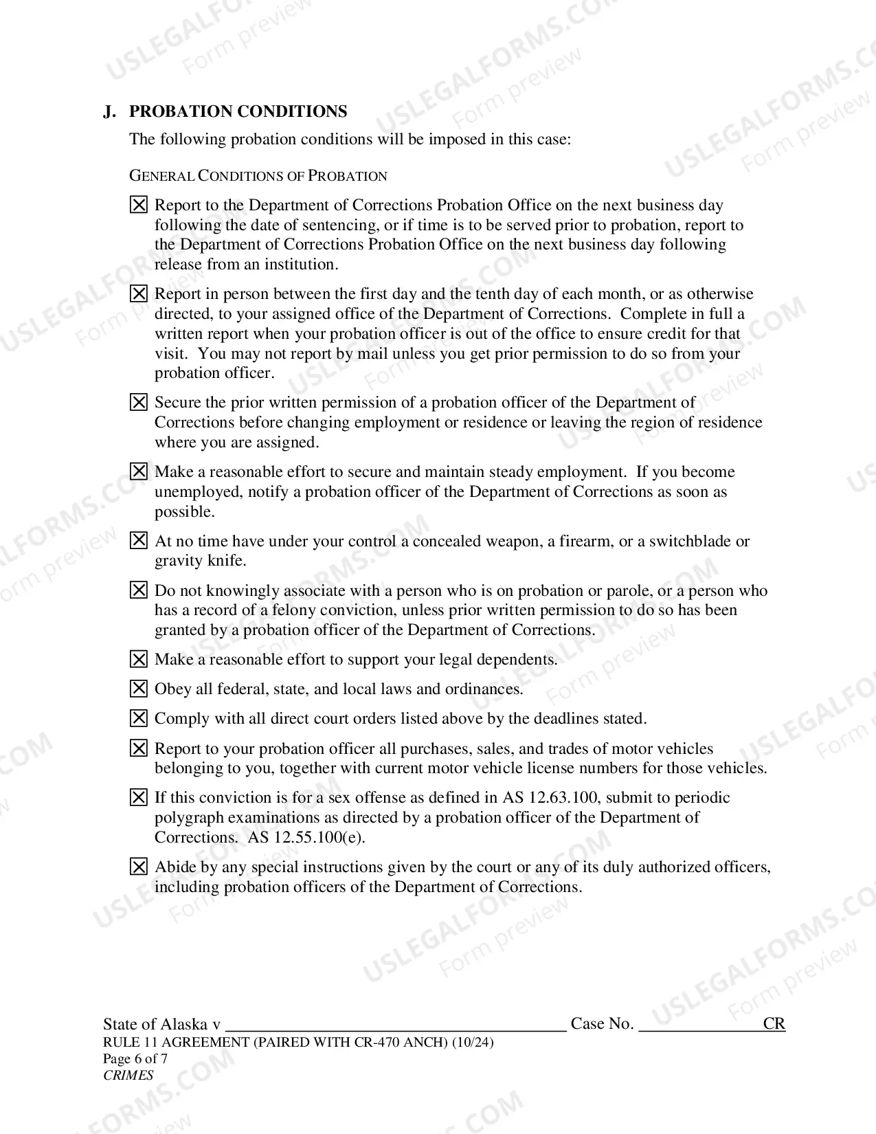 Preview Rule 11 Agreement and Proposed Judgment - Superior Court - Anchorage Only