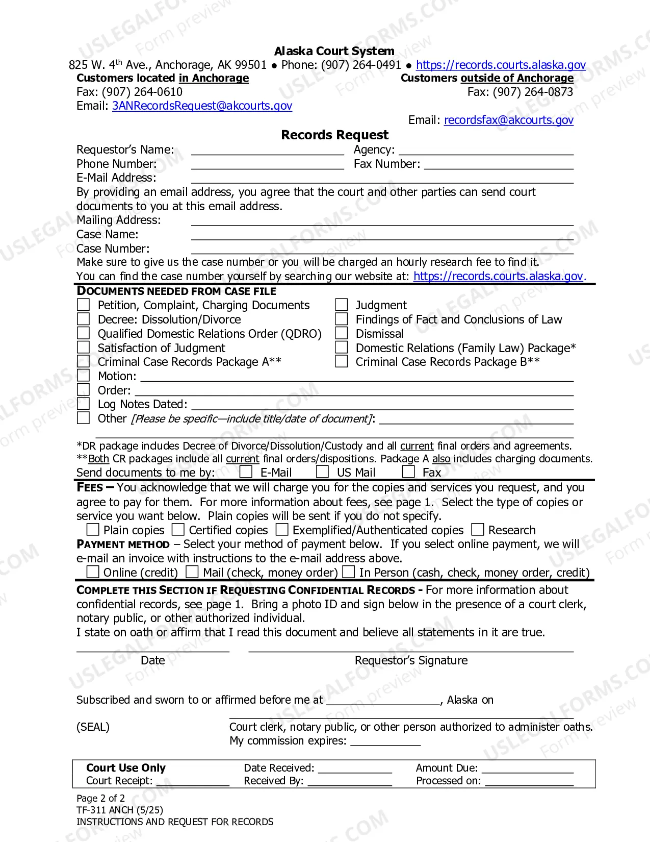 Preview Instructions and Request for Records