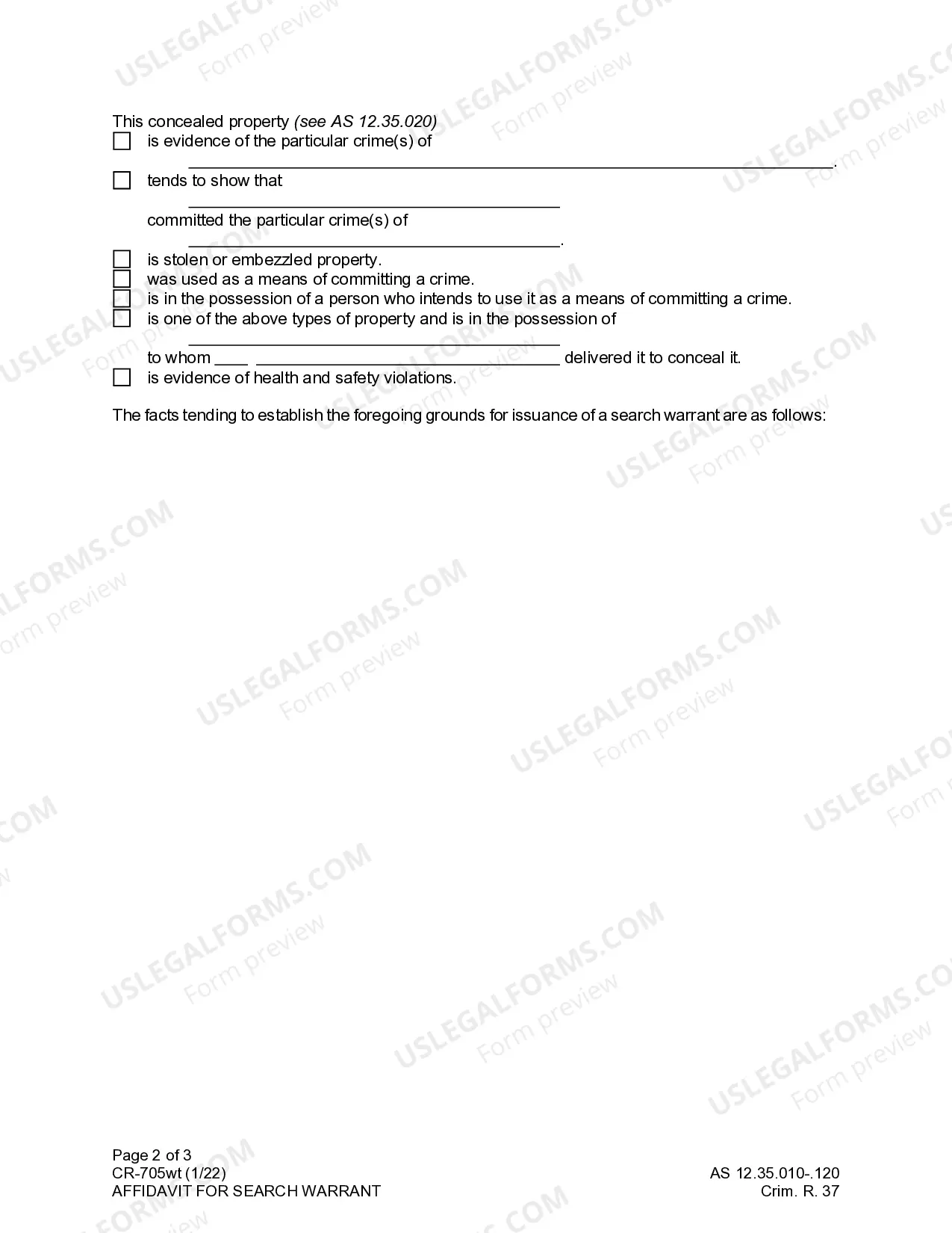 Preview Affidavit for Search Warrant