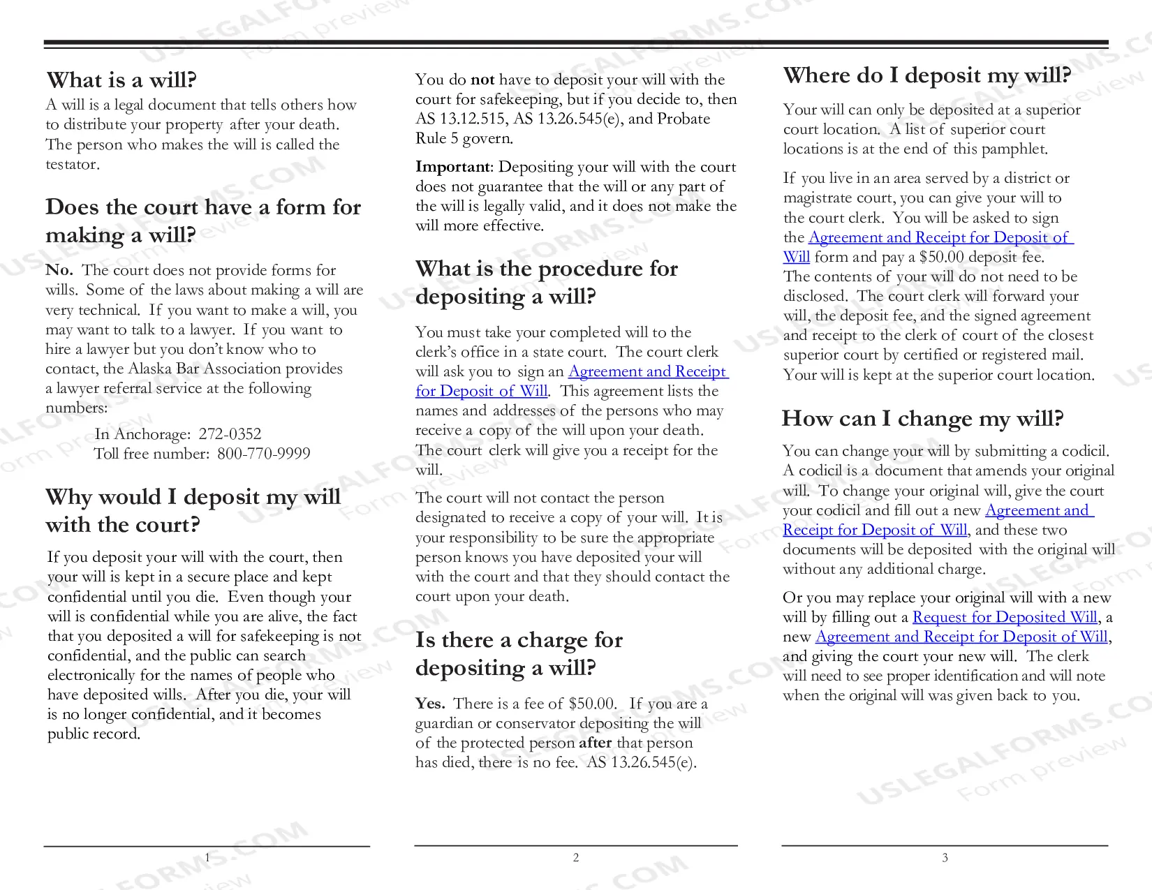 Preview Depositing Your Will