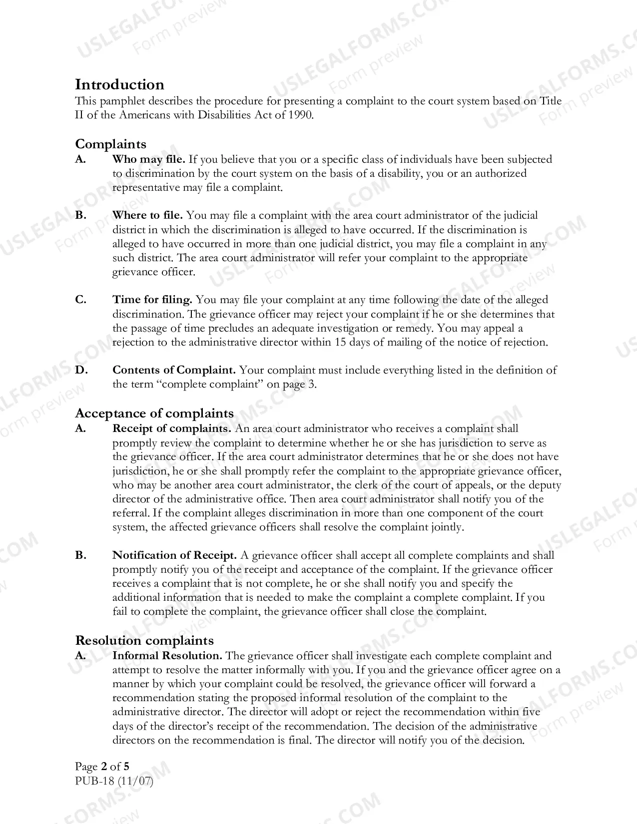 Preview Grievance Procedures for Persons Who Believe That the Court System Has Discriminated Against Them on the Basis of a Disability