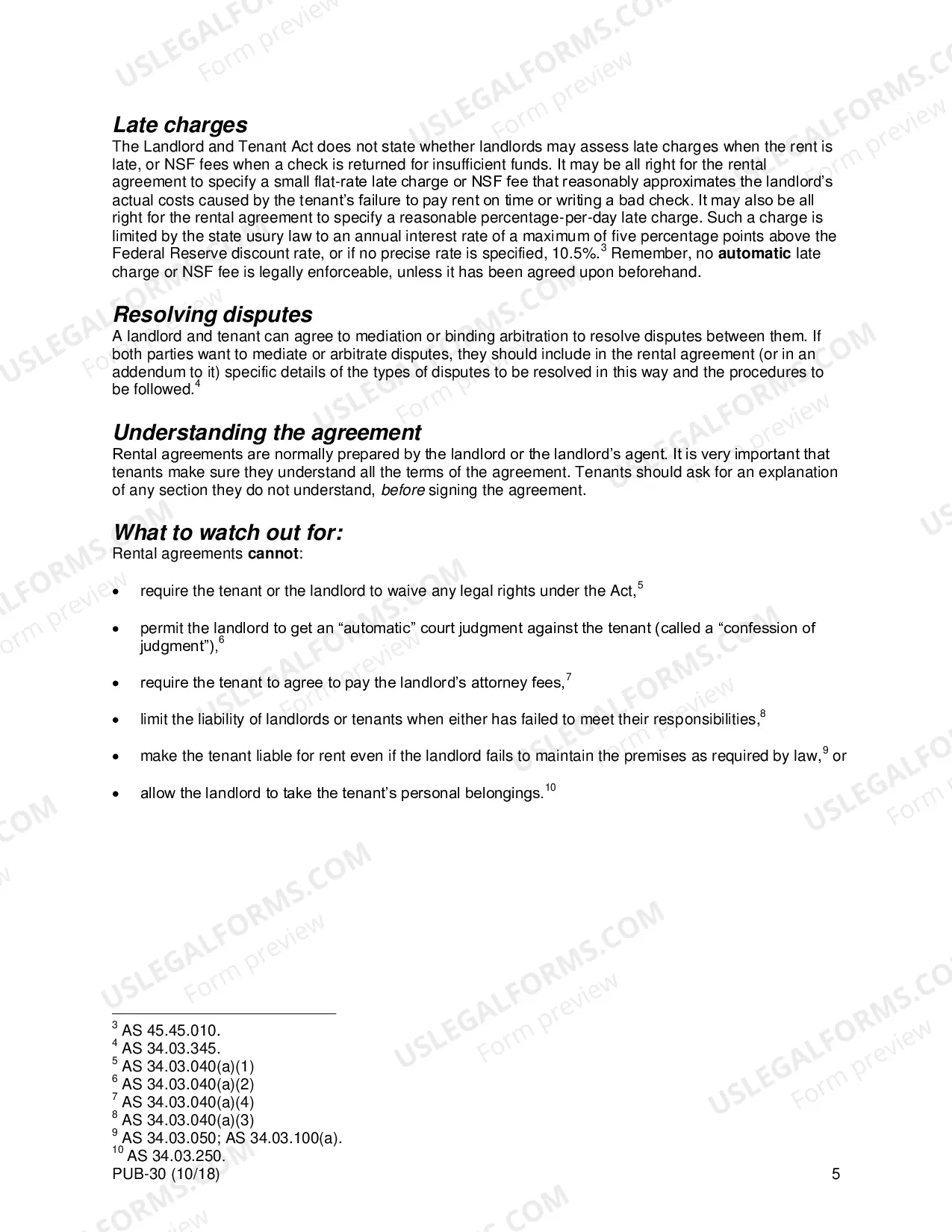 Preview Alaska Landlord and Tenant Act