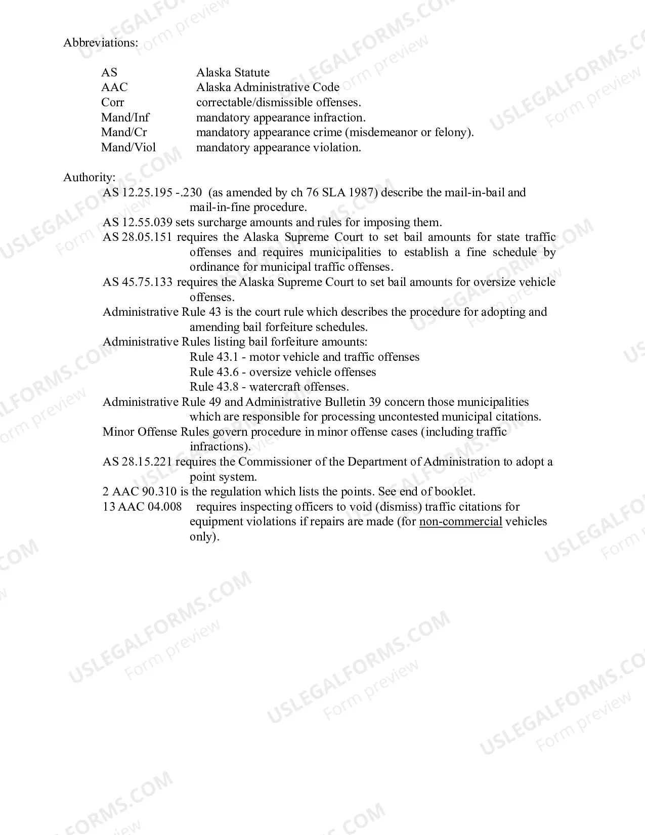Preview Version A: Vehicle and Traffic Offenses Booklet (Offenses Listed Numerically)
