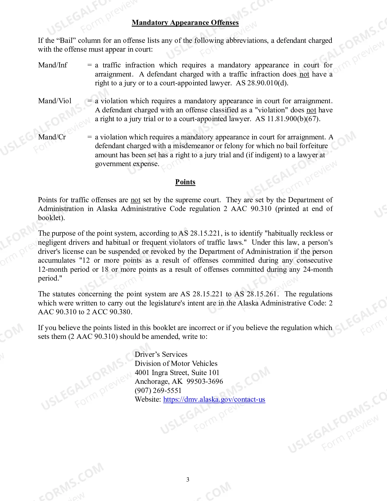 Preview Version A: Vehicle and Traffic Offenses Booklet (Offenses Listed Numerically)
