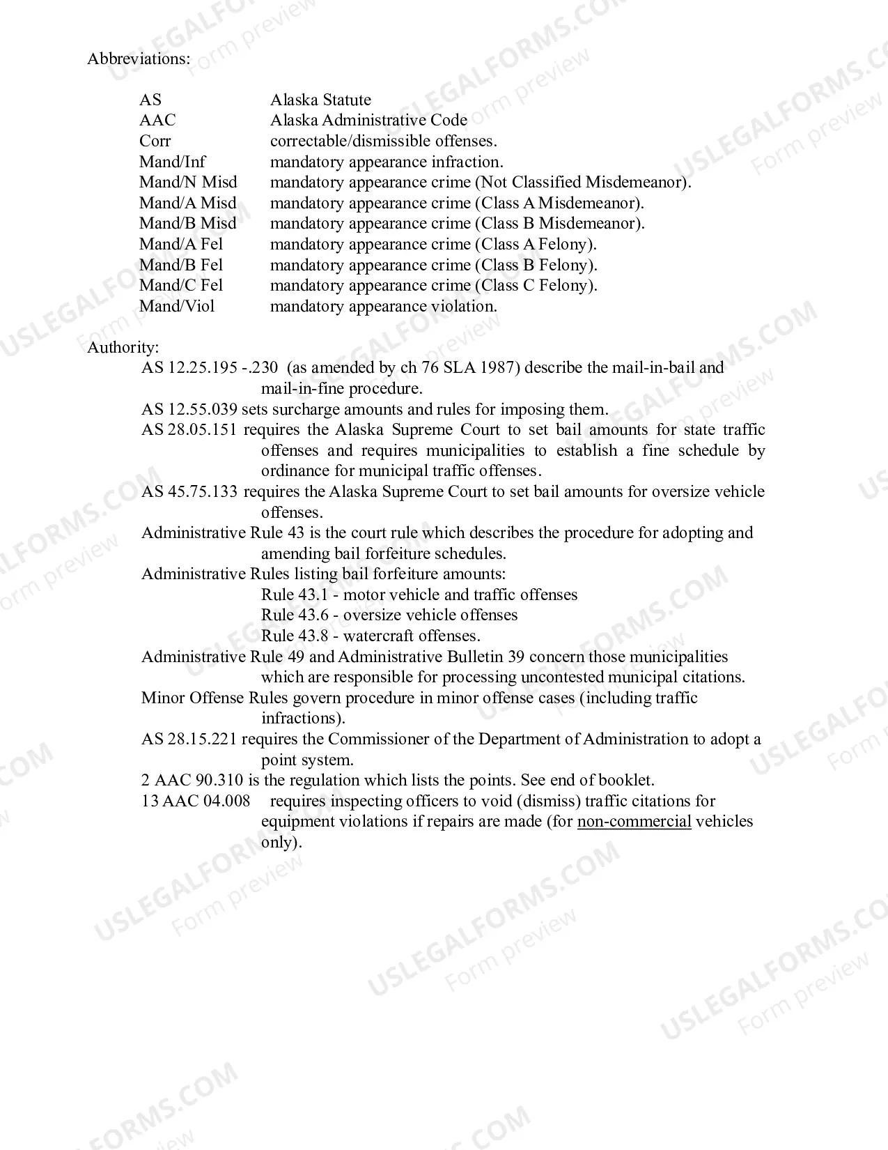 Preview Version B: Vehicle and Traffic Offenses Booklet (Offenses Listed by Category)