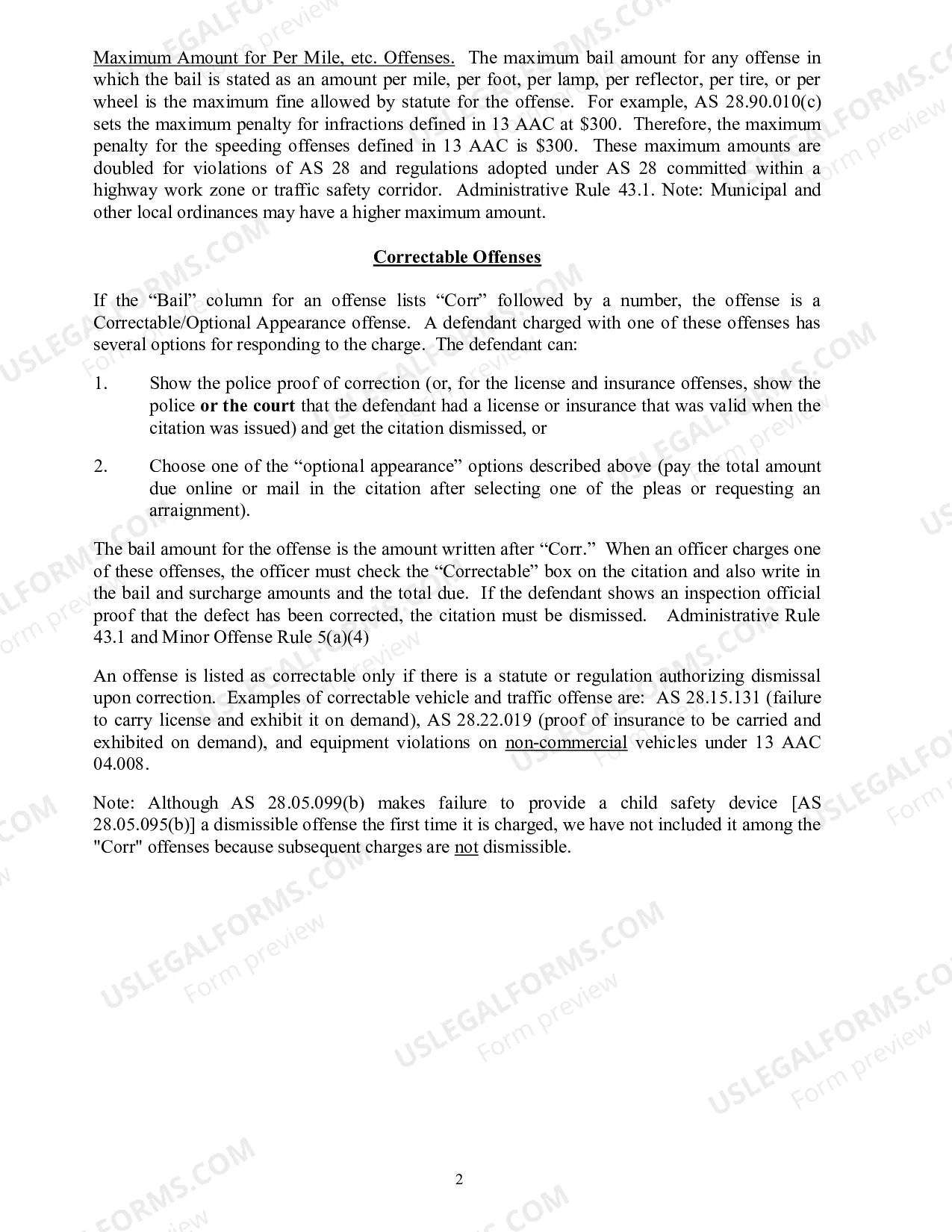 Preview Version B: Vehicle and Traffic Offenses Booklet (Offenses Listed by Category)