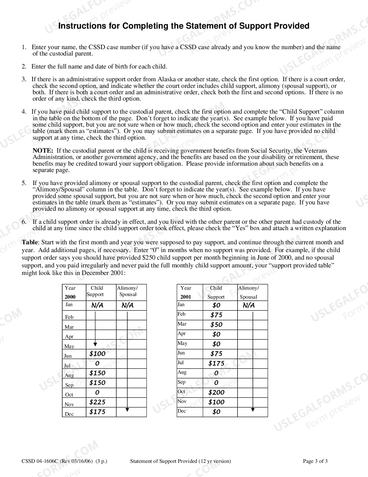 Preview Statement of Support Paid - 12 year version