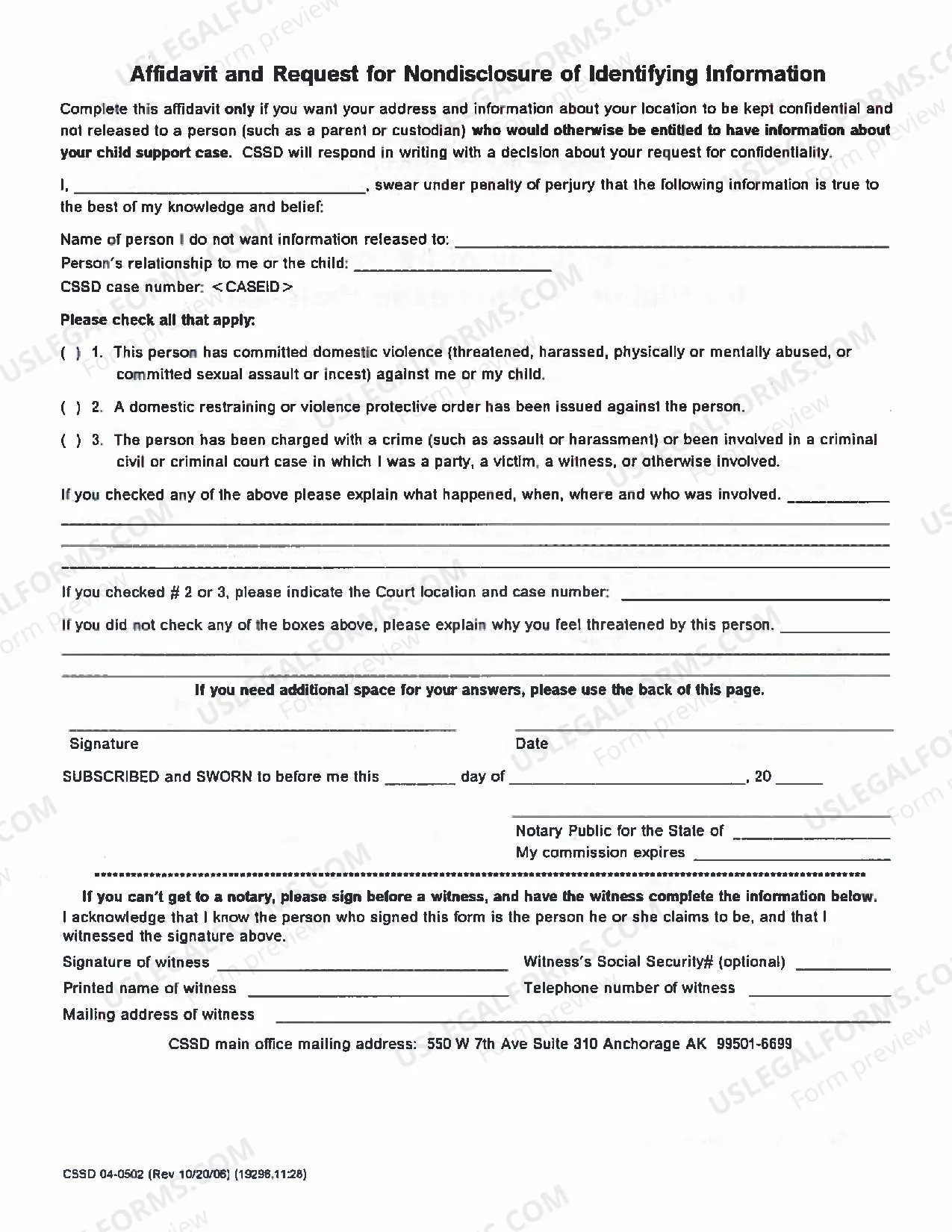 Preview Confidentiality of Information for Domestic Violence Victims (04-0500A)