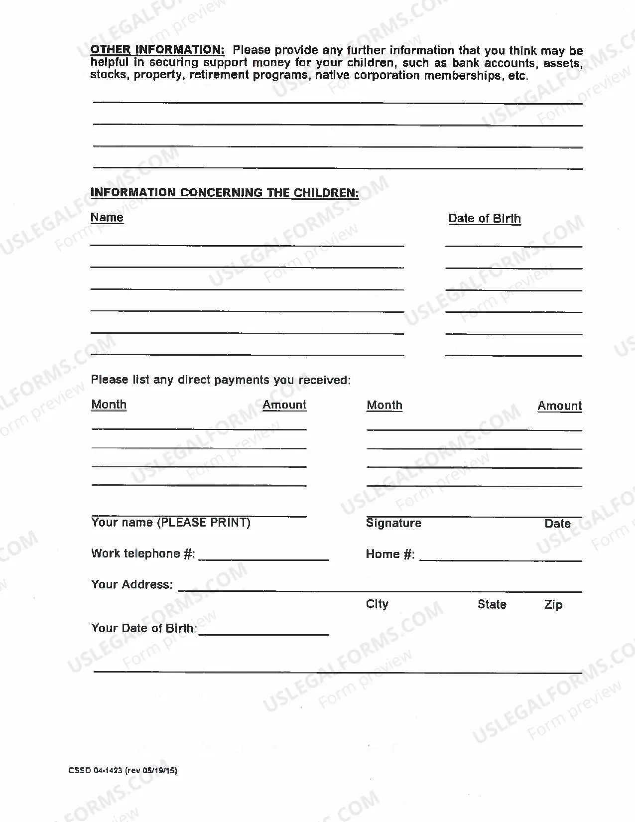 Preview Information Locate Sheet