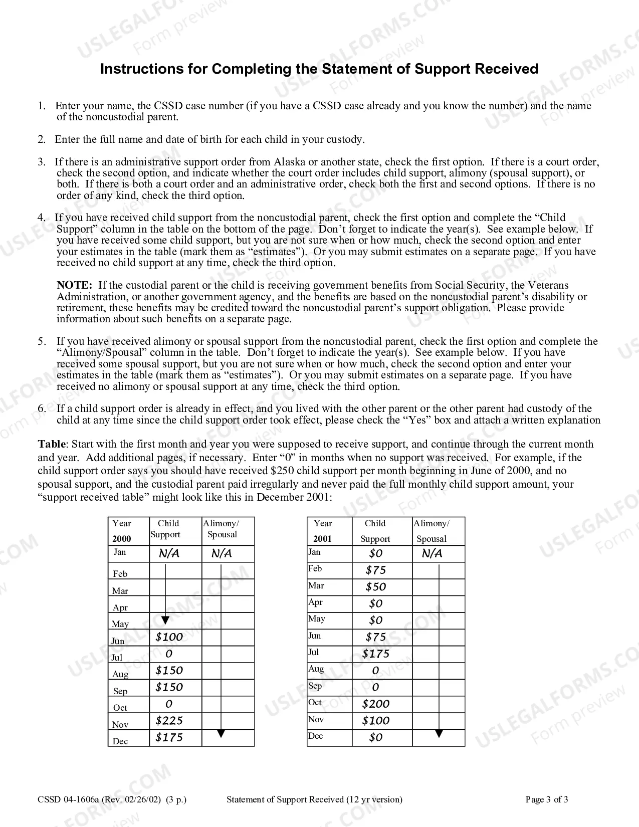 Preview Statement of Support Received - 12 year version